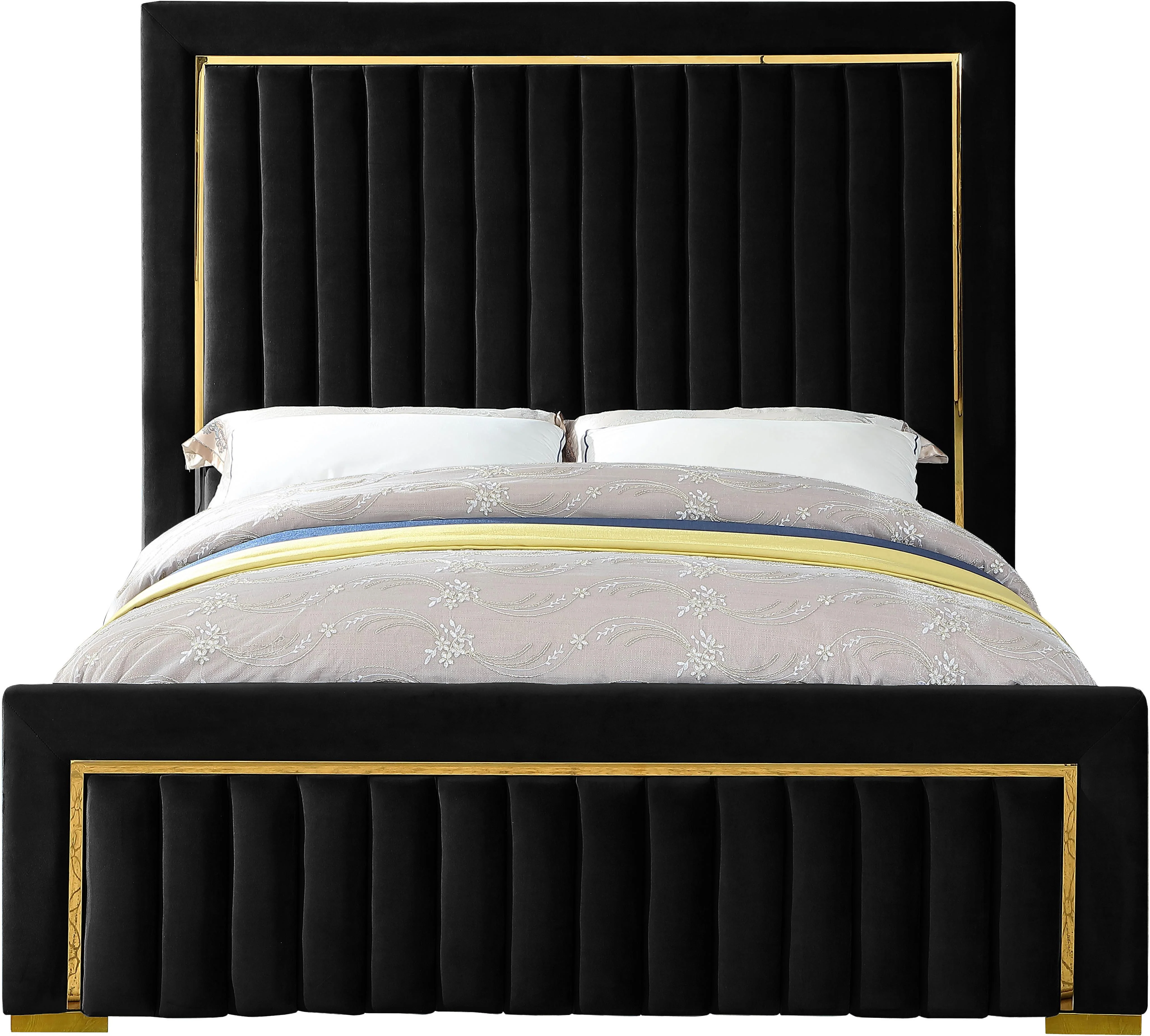 Dolce Black Velvet King Bed (3 Boxes) - Image 2