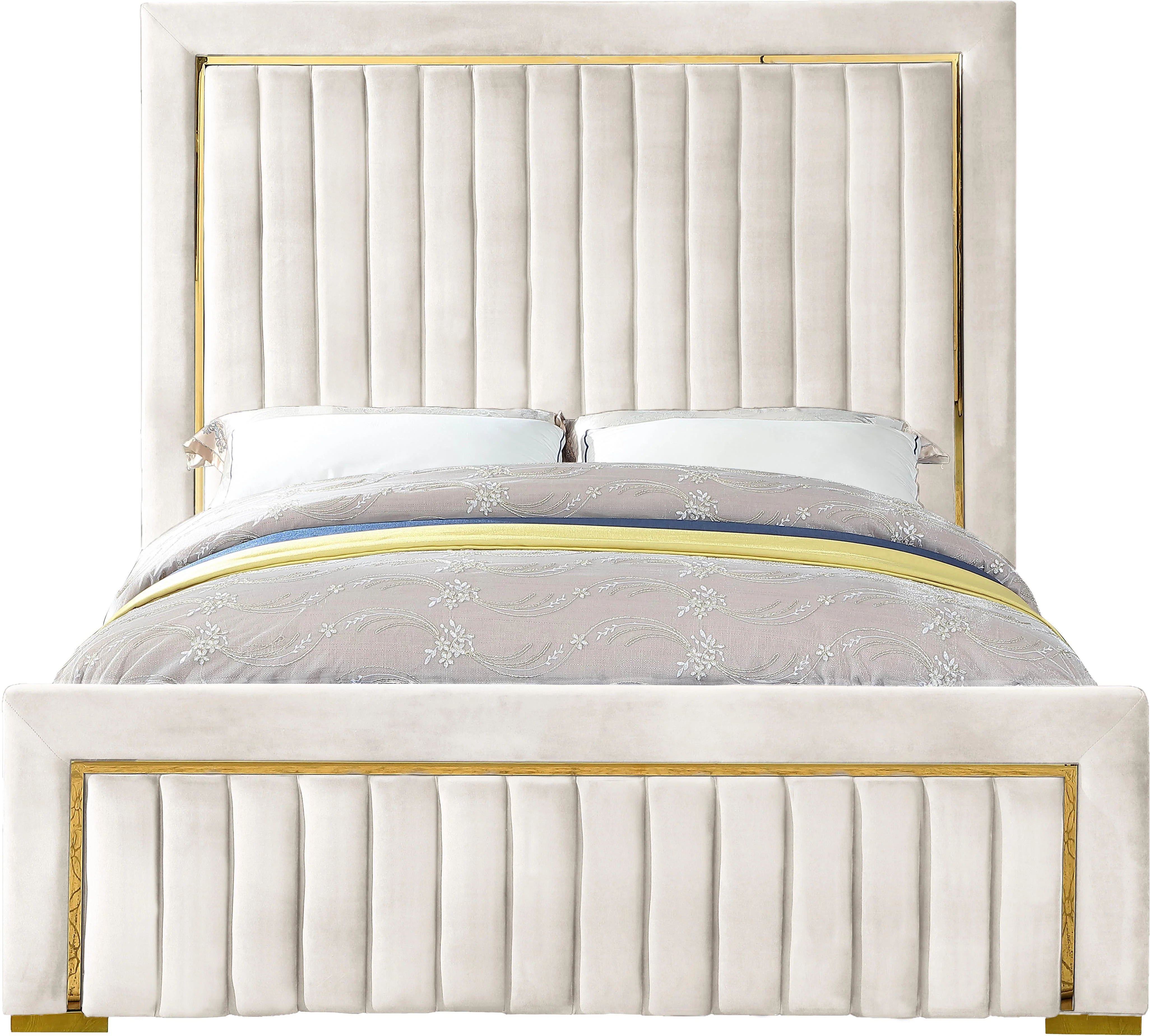 Dolce Cream Velvet Queen Bed (3 Boxes) - Image 2