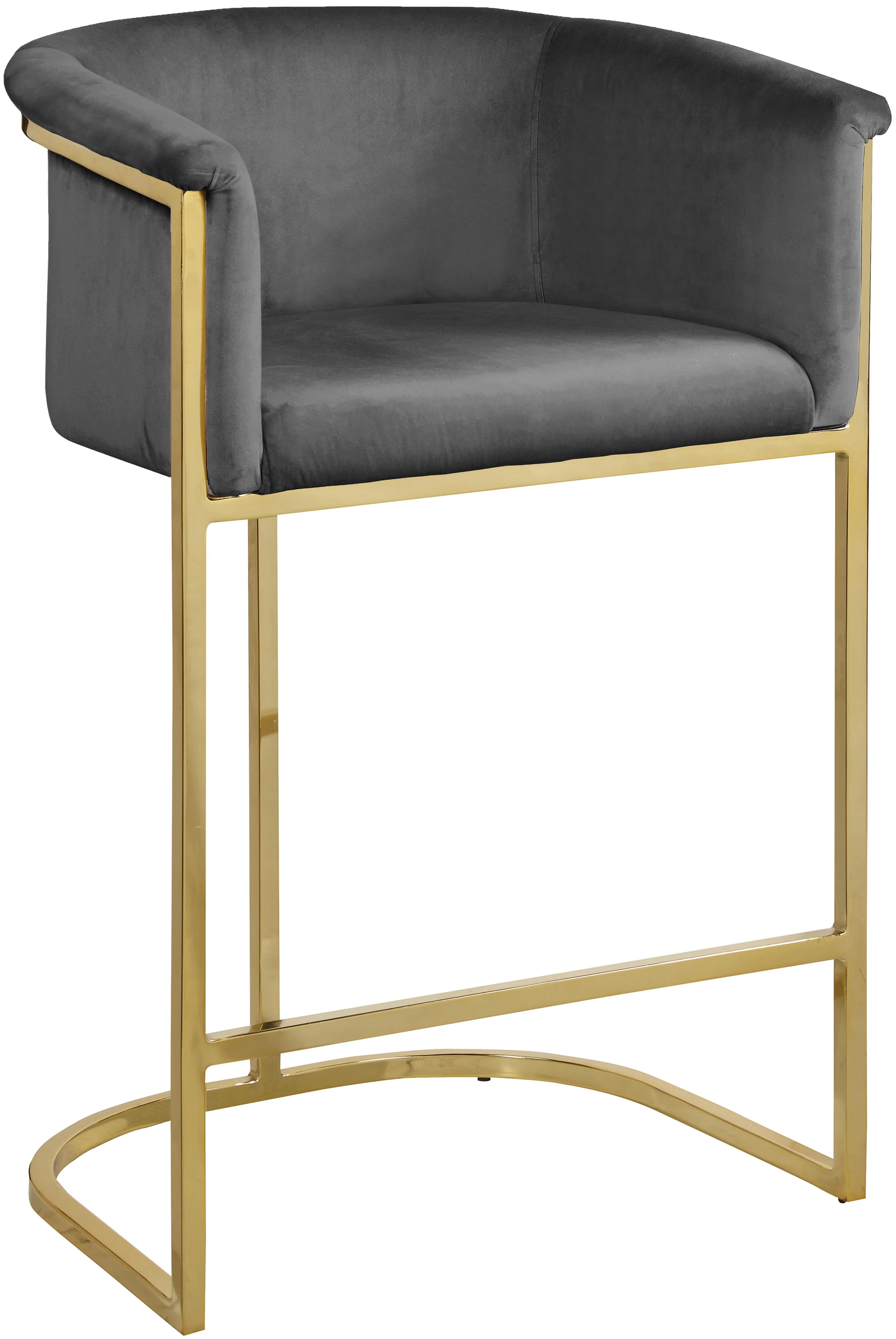 Donatella Grey Velvet Stool - Image 3