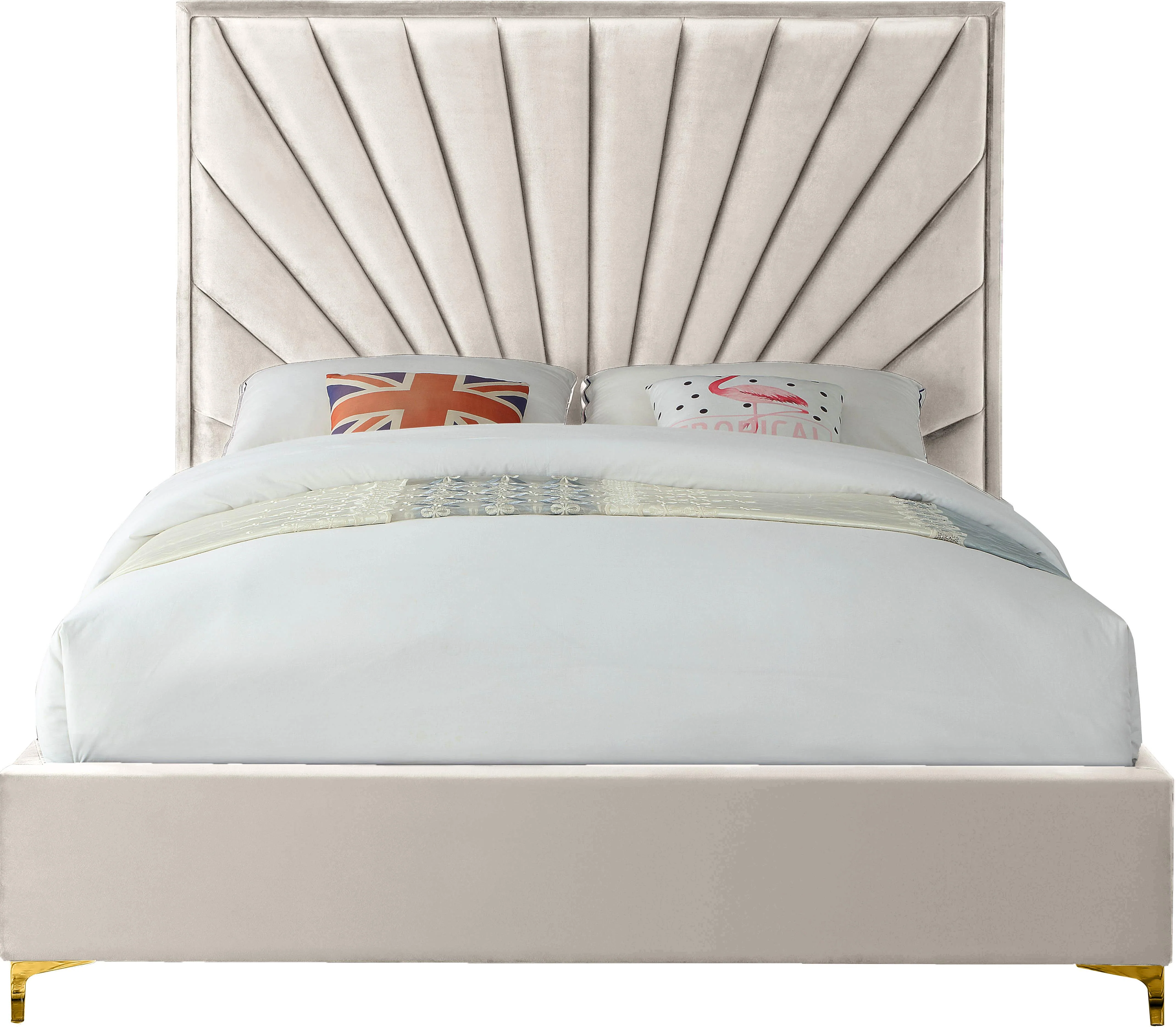 Eclipse Cream Velvet Full Bed - Image 3