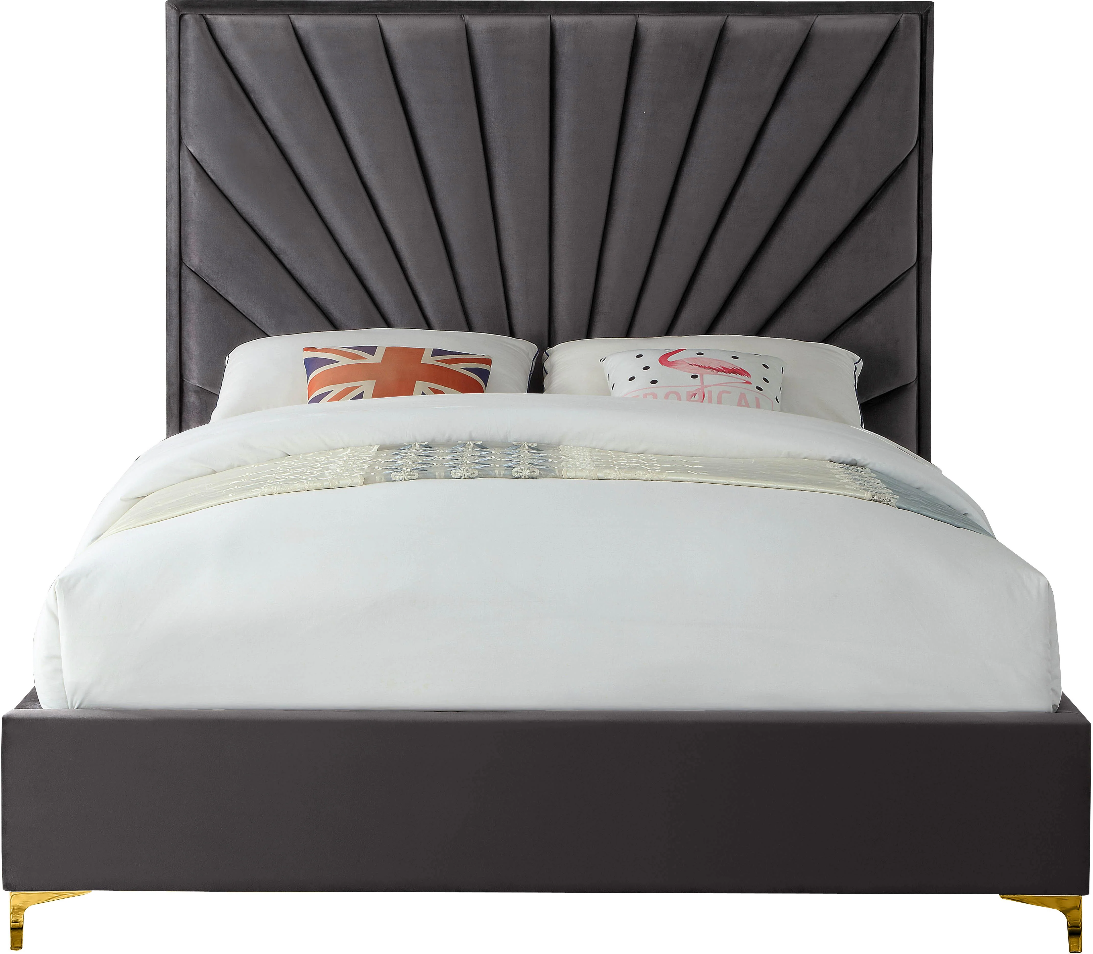 Eclipse Grey Velvet Queen Bed - Image 3