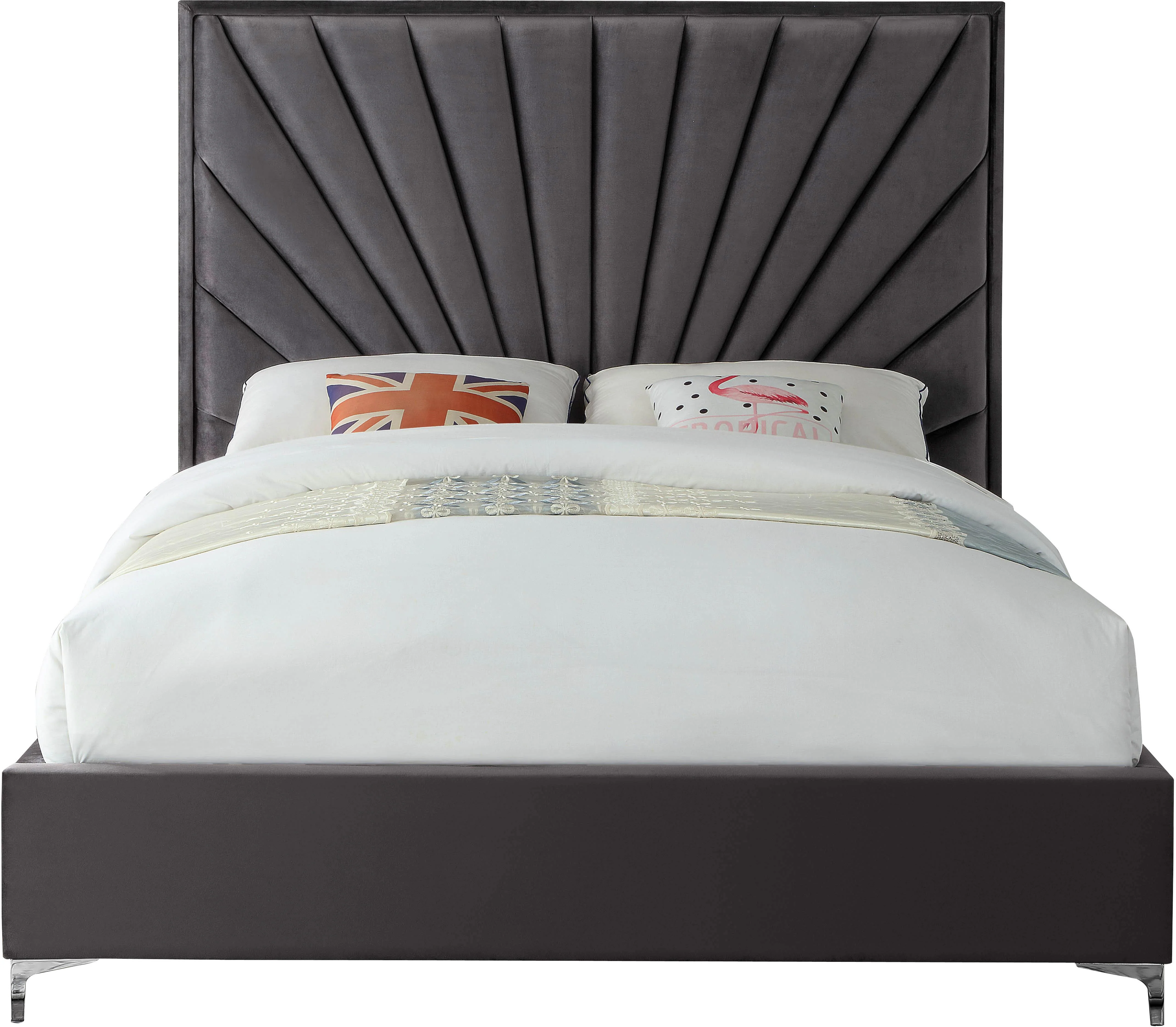 Eclipse Grey Velvet Queen Bed - Image 4