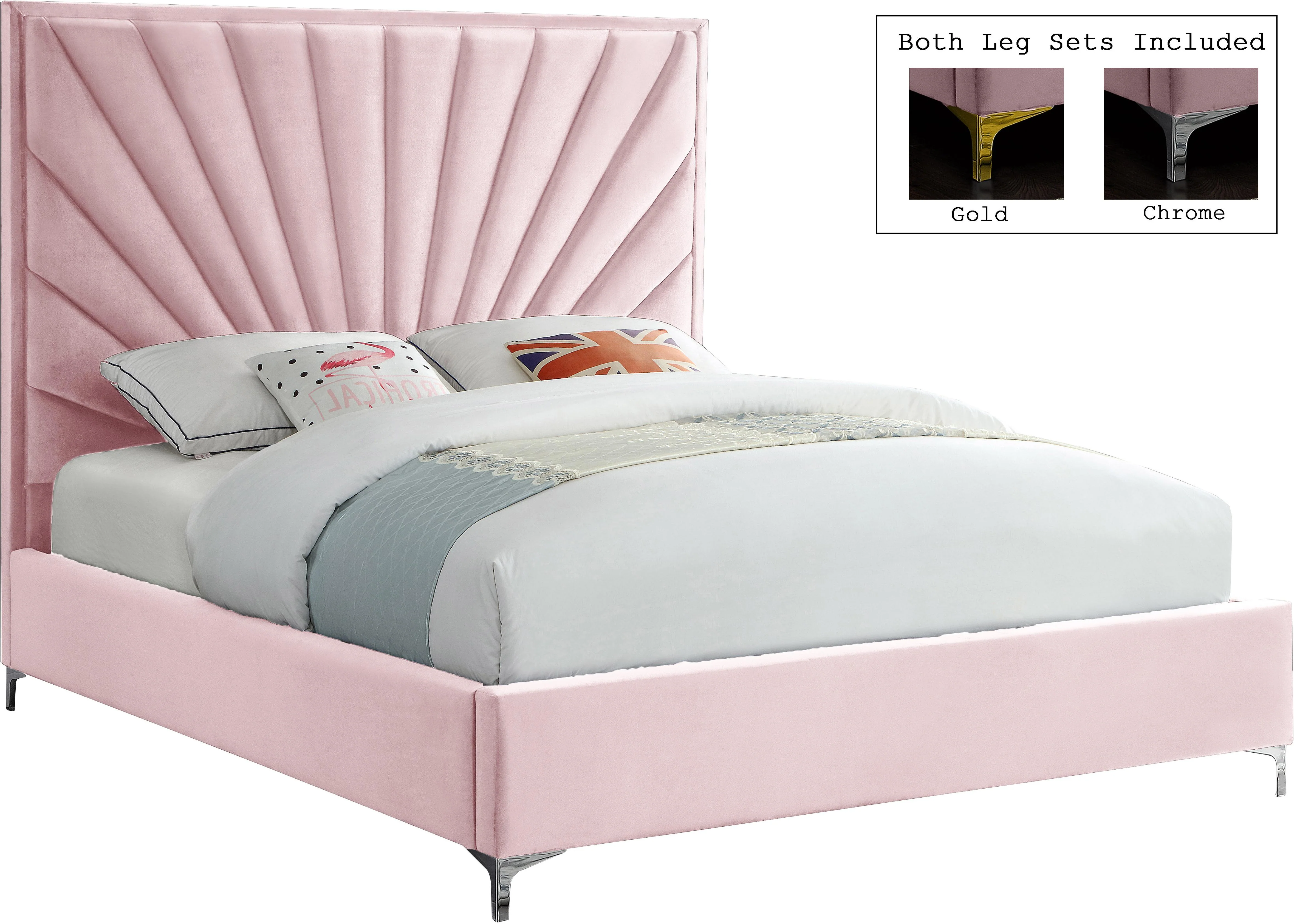Eclipse Pink Velvet Full Bed - Image 2