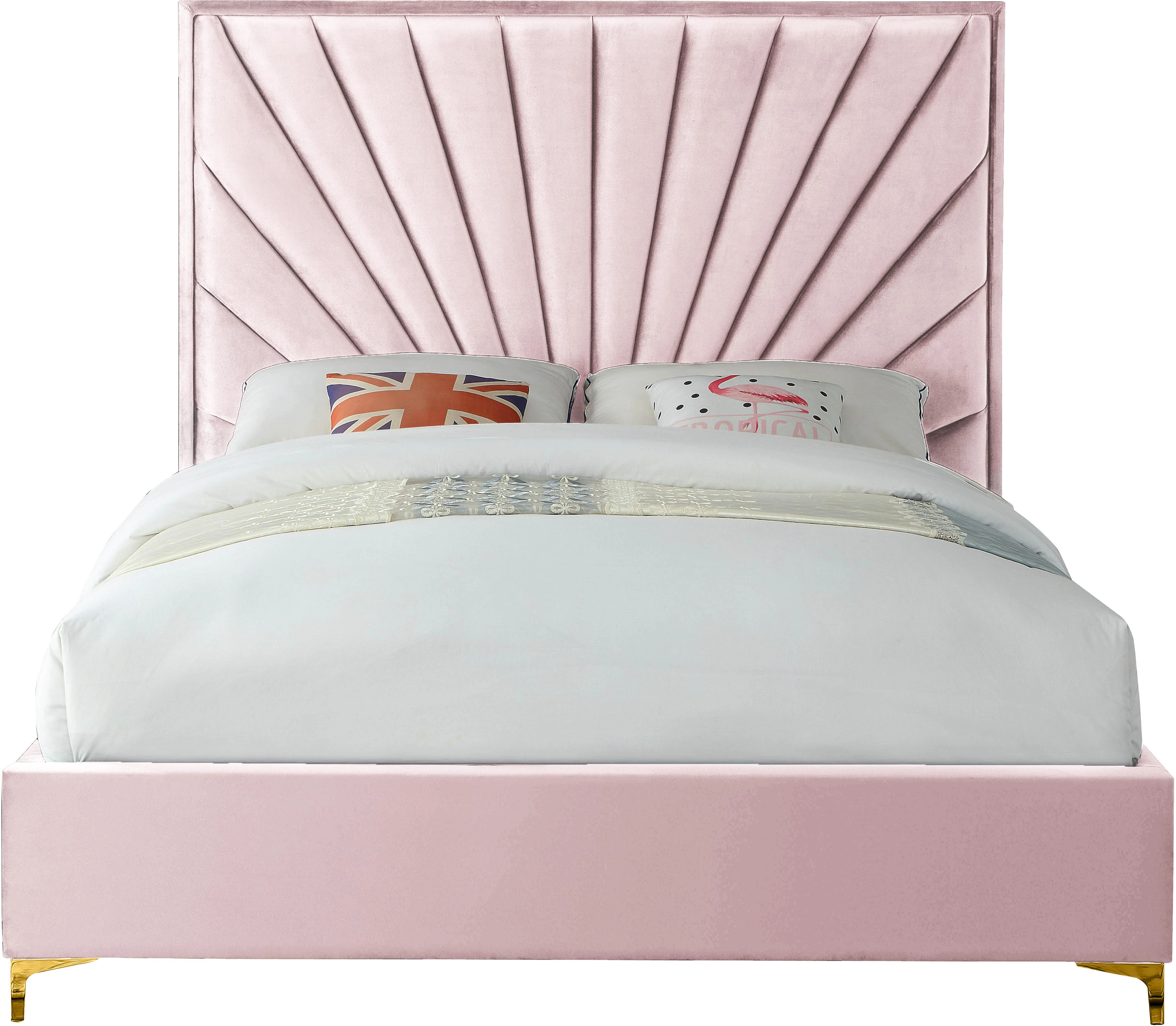 Eclipse Pink Velvet Full Bed - Image 3