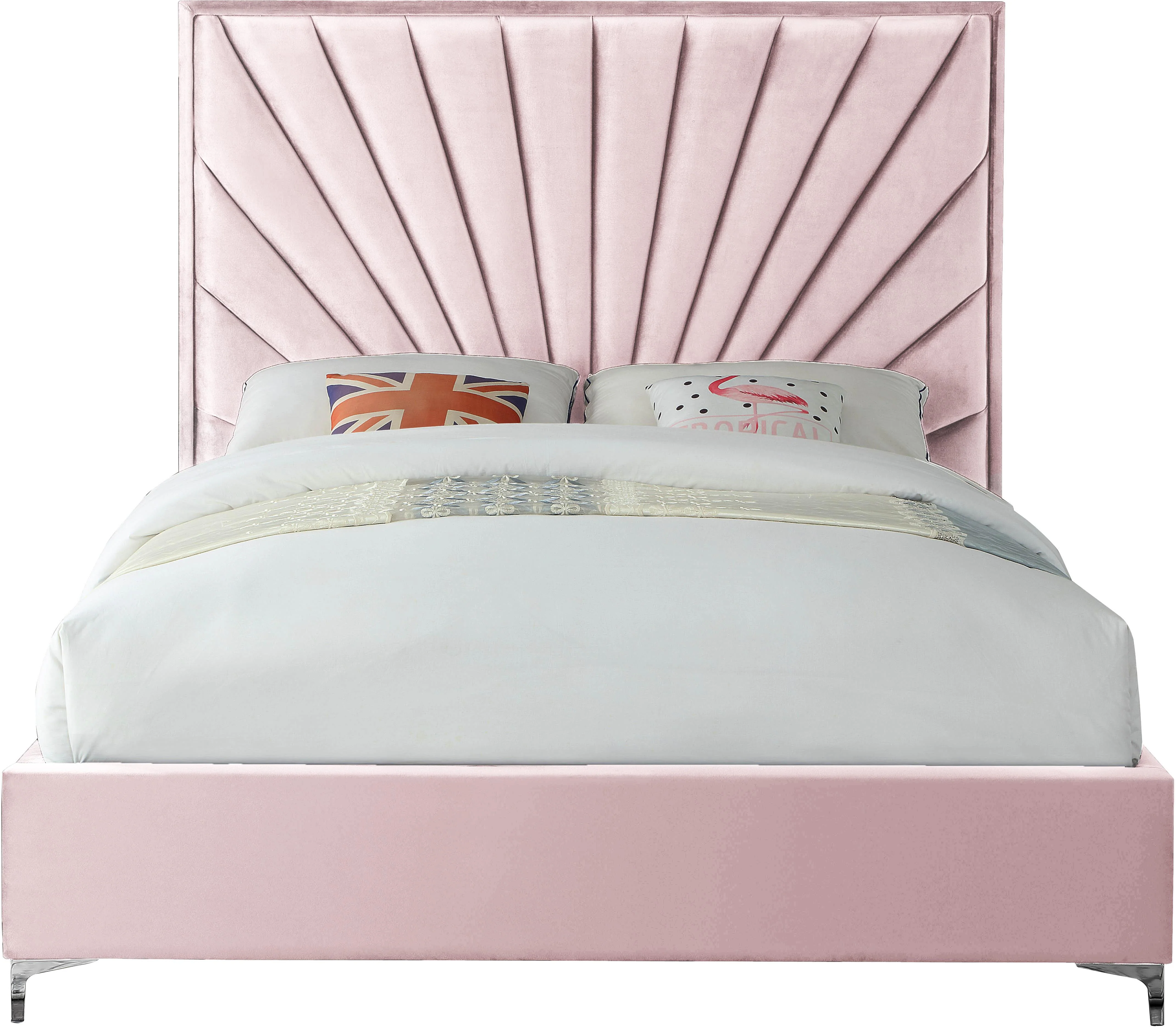 Eclipse Pink Velvet Full Bed - Image 4