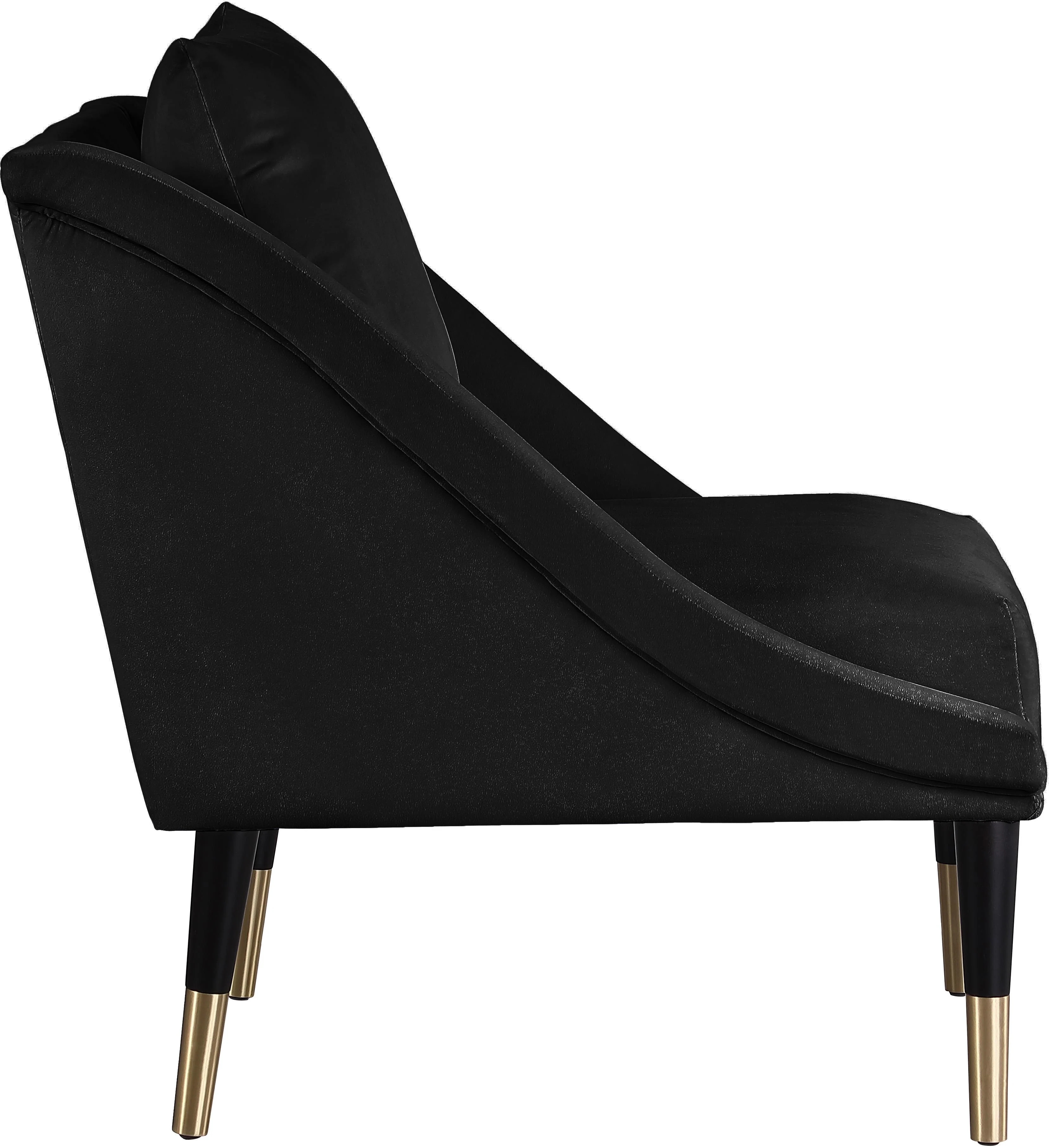 Elegante Black Velvet Accent Chair - Image 4