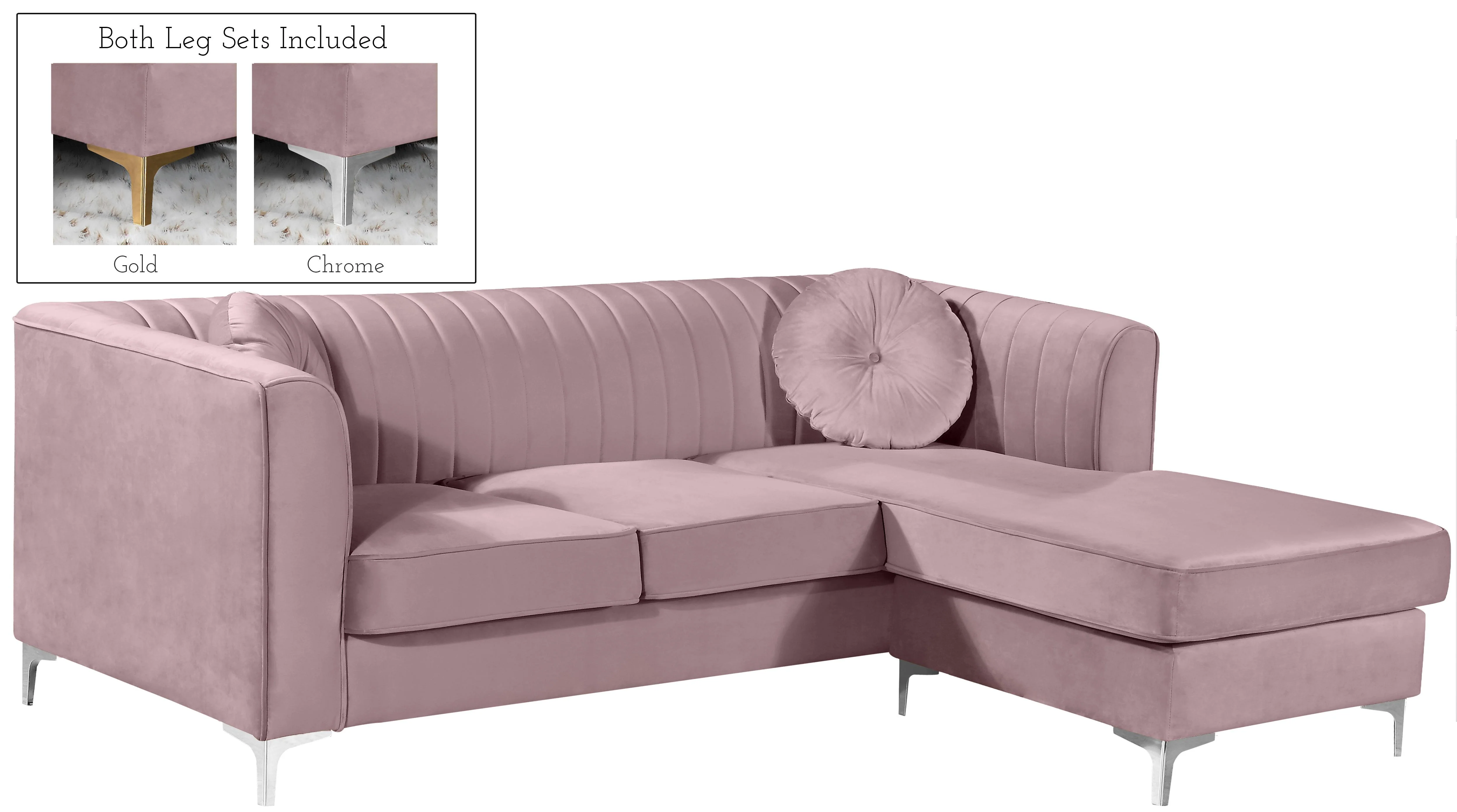 Eliana Pink Velvet 2pc. Reversible Sectional - Image 2