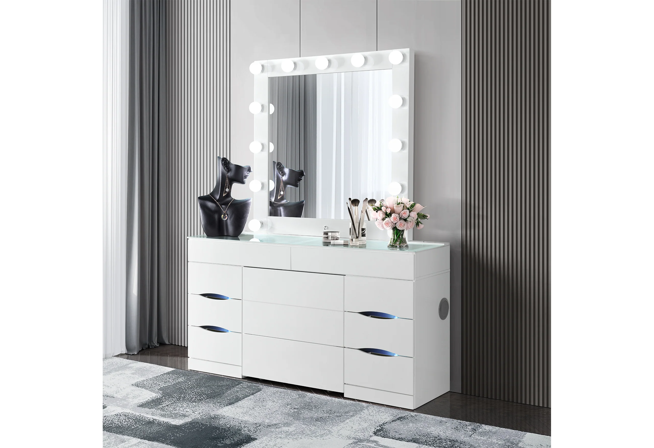 ELLA WHITE VANITY WITH SPEAKER