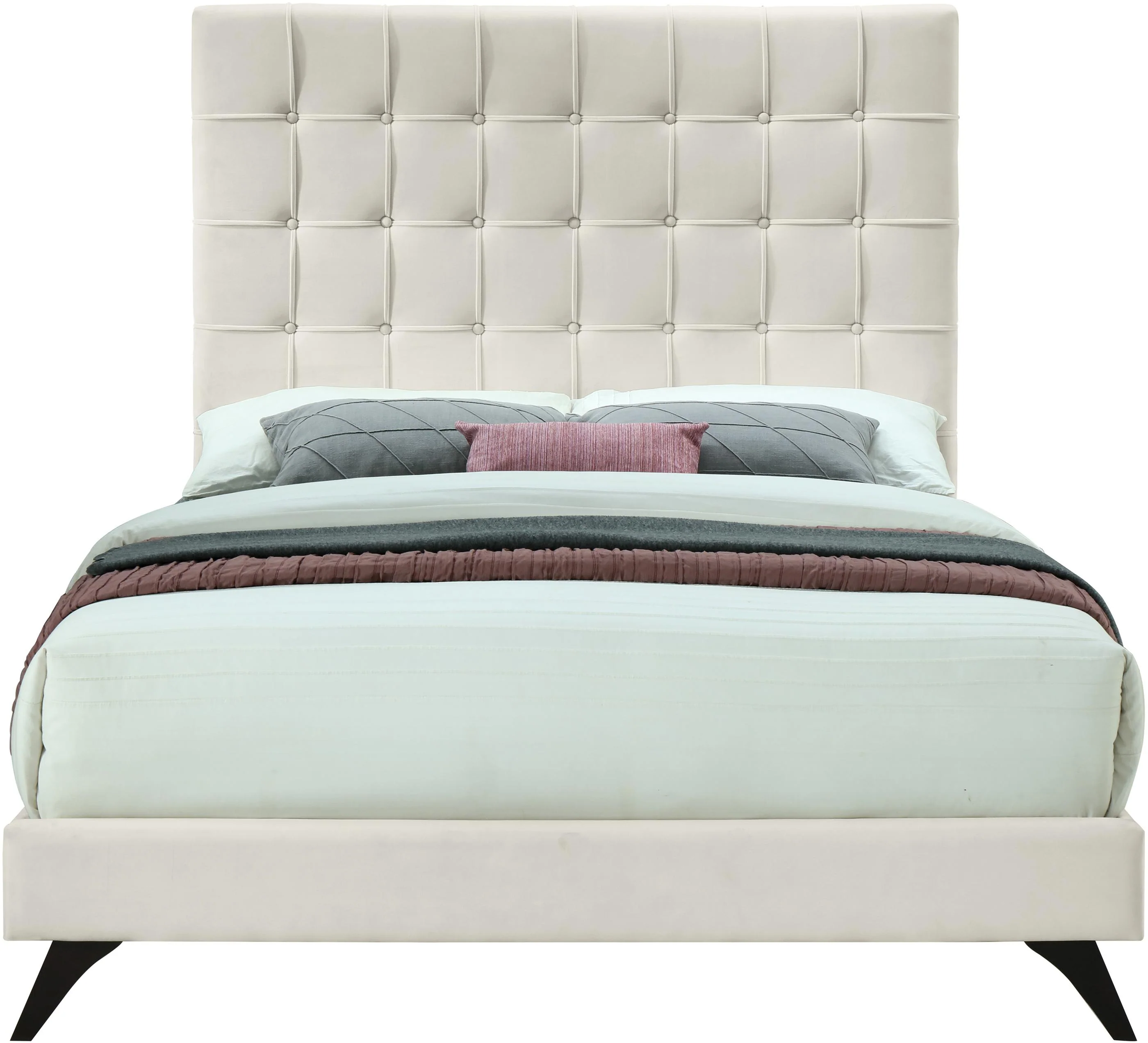 Elly Cream Velvet King Bed - Image 2
