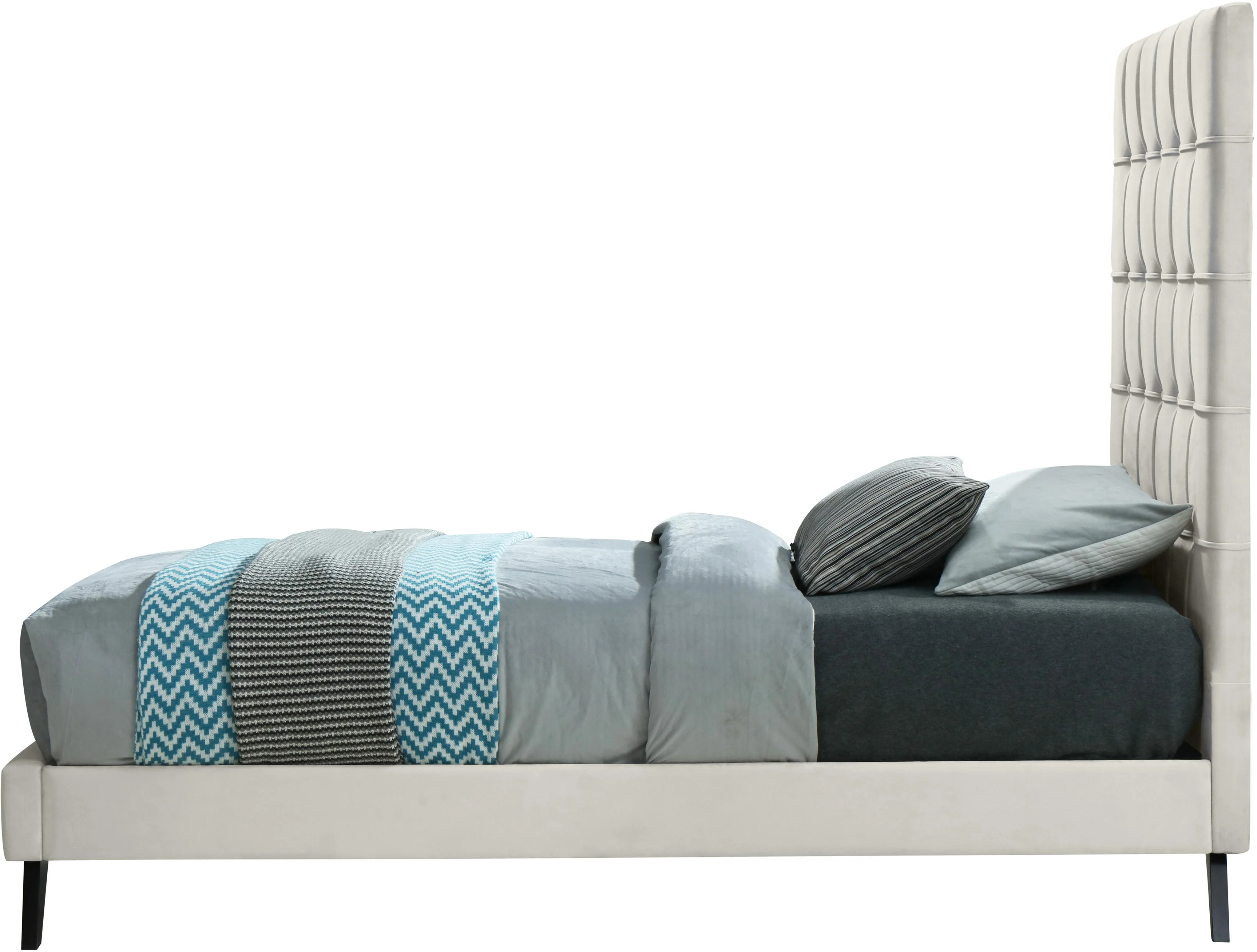 Elly Cream Velvet Twin Bed - Image 5