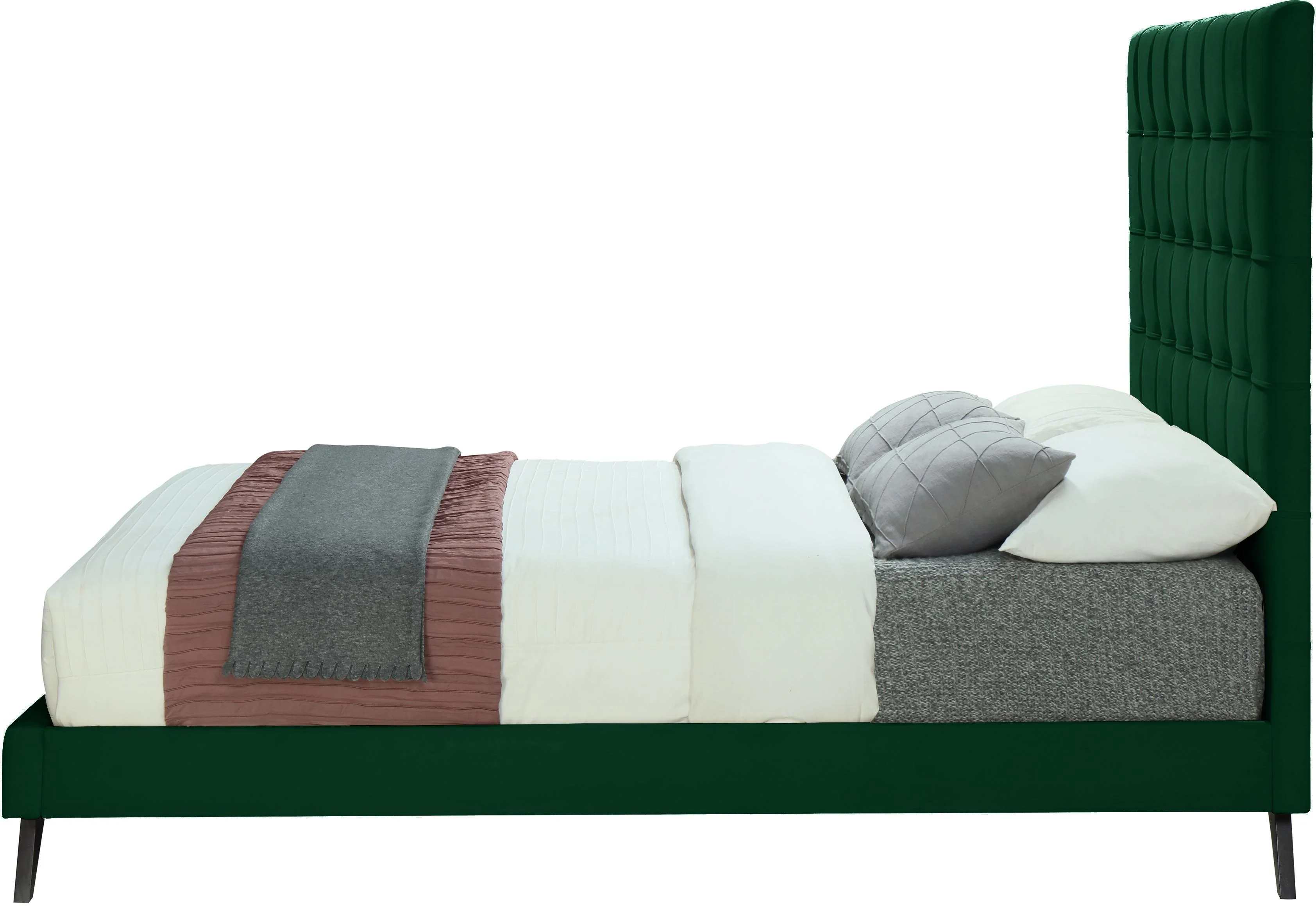 Elly Green Velvet King Bed - Image 3