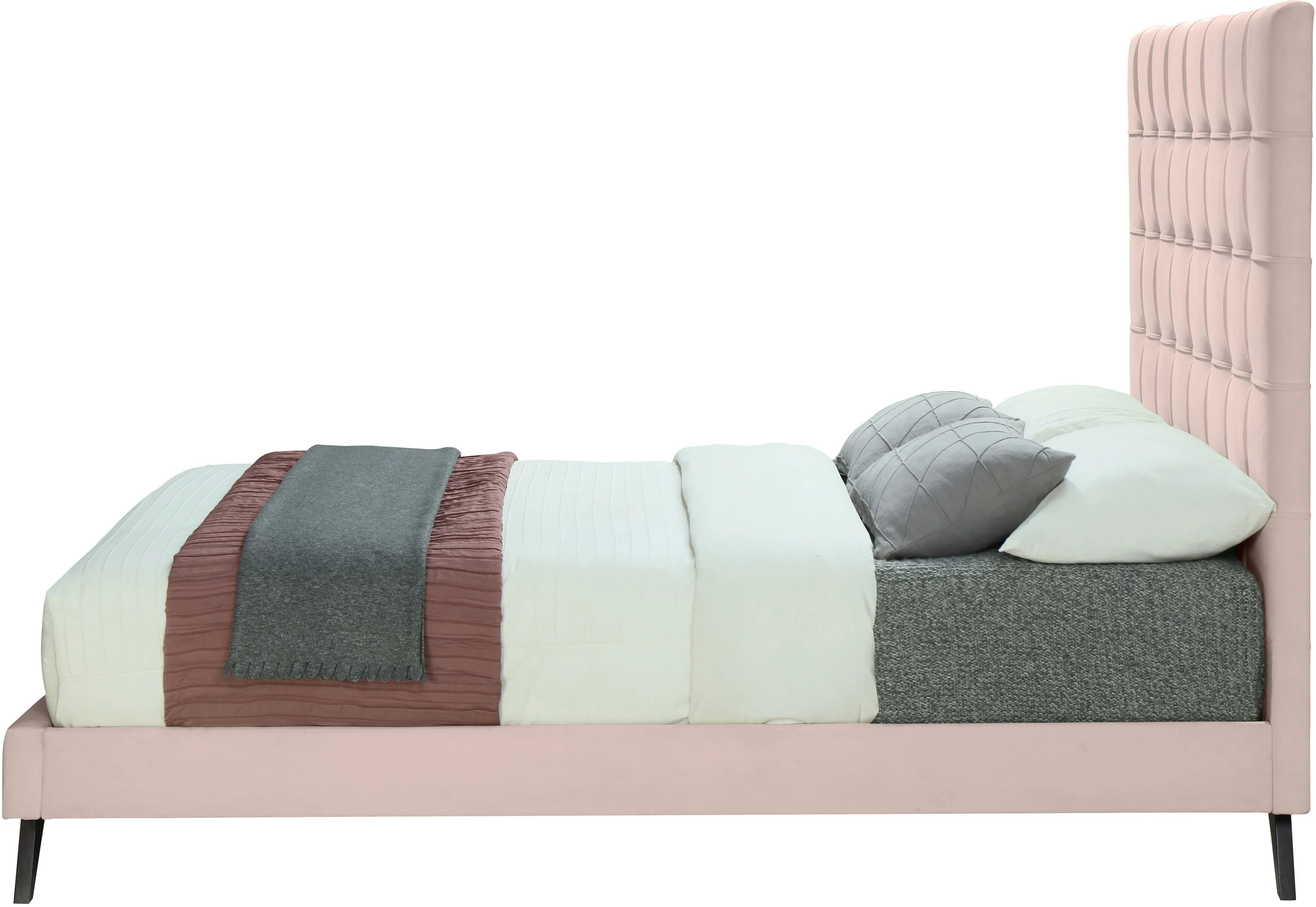 Elly Pink Velvet King Bed - Image 3