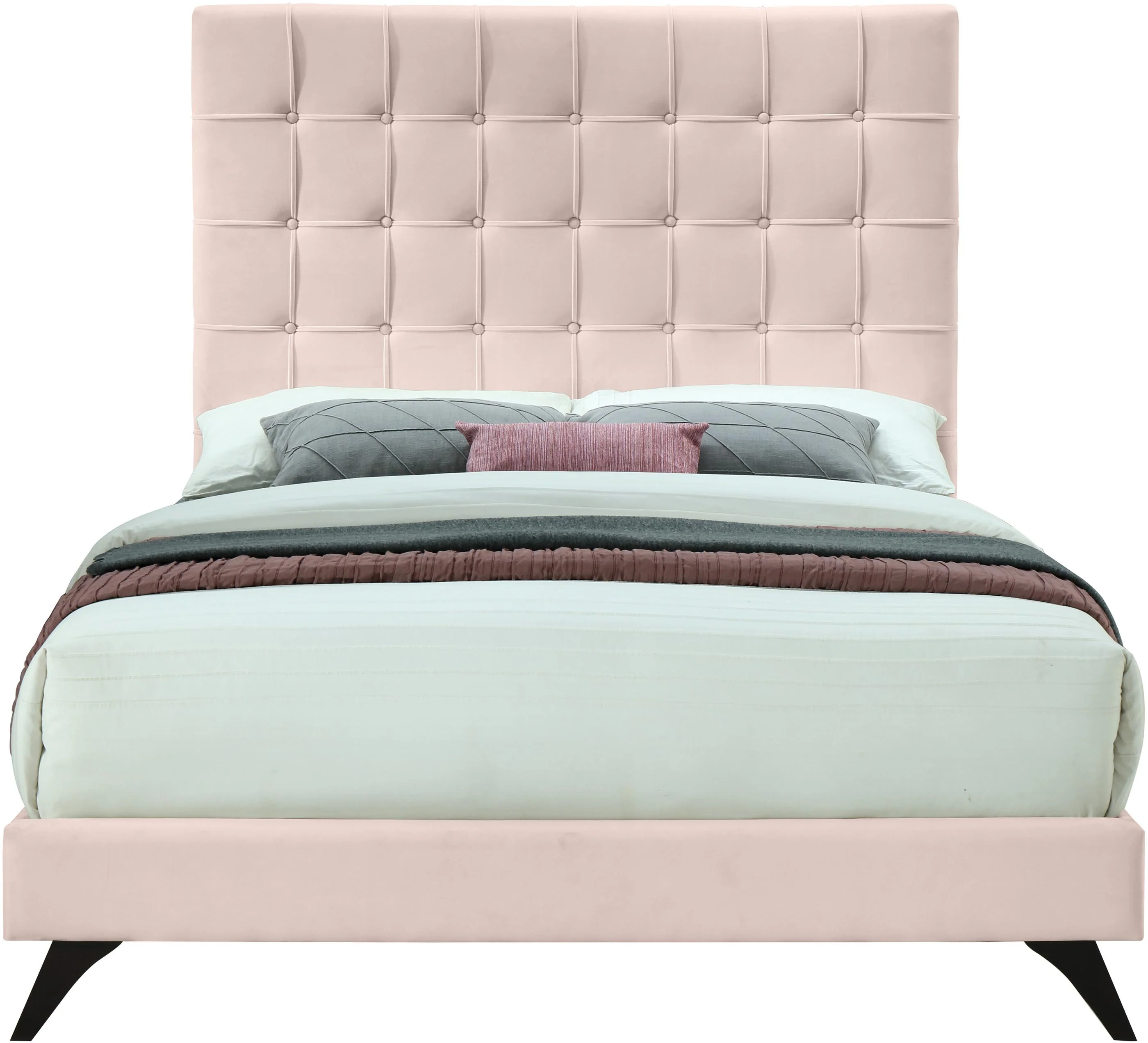 Elly Pink Velvet Queen Bed - Image 2