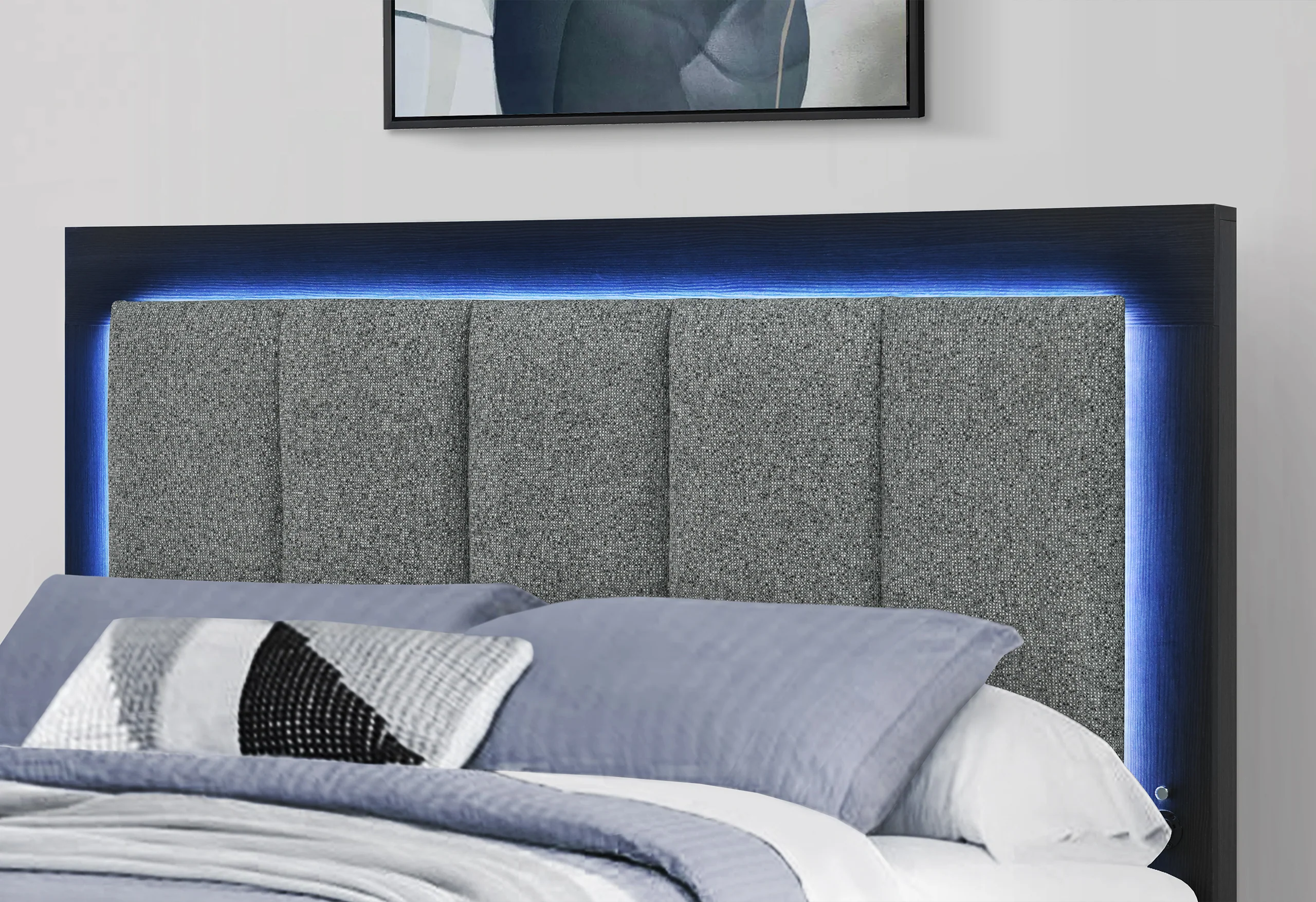EMMA BLACK/GREY FULL BED WITH LED AND USB - Image 3