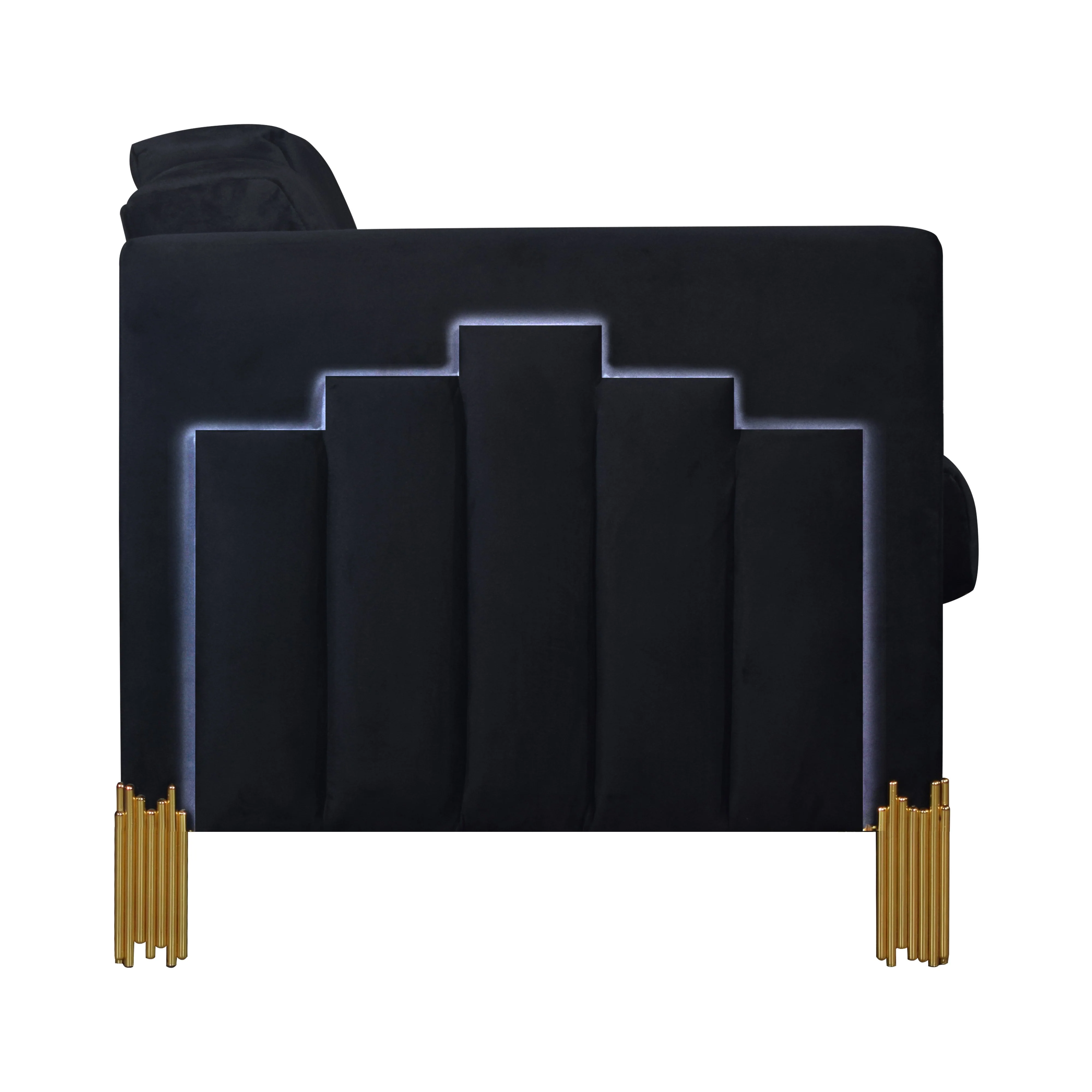 Empire Lighted Sofa-Black - Image 3