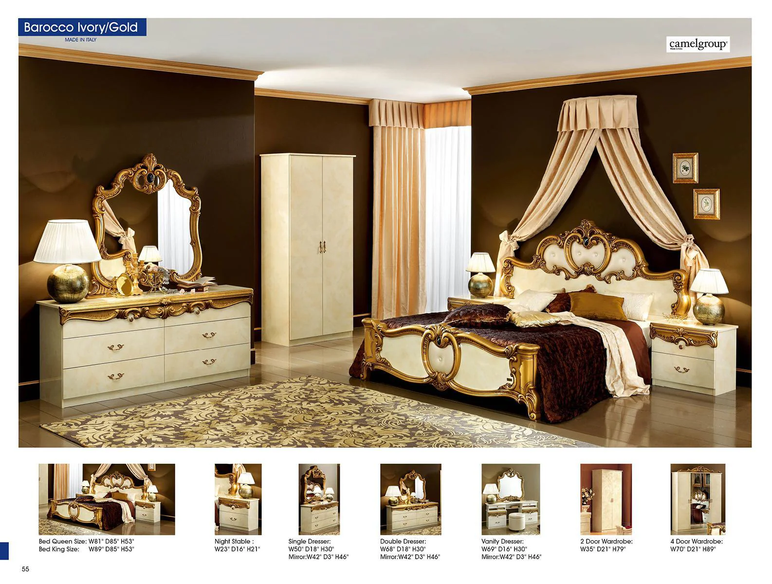 ESF Furniture Barocco Mirror in Ivory w/ Gold - Image 3