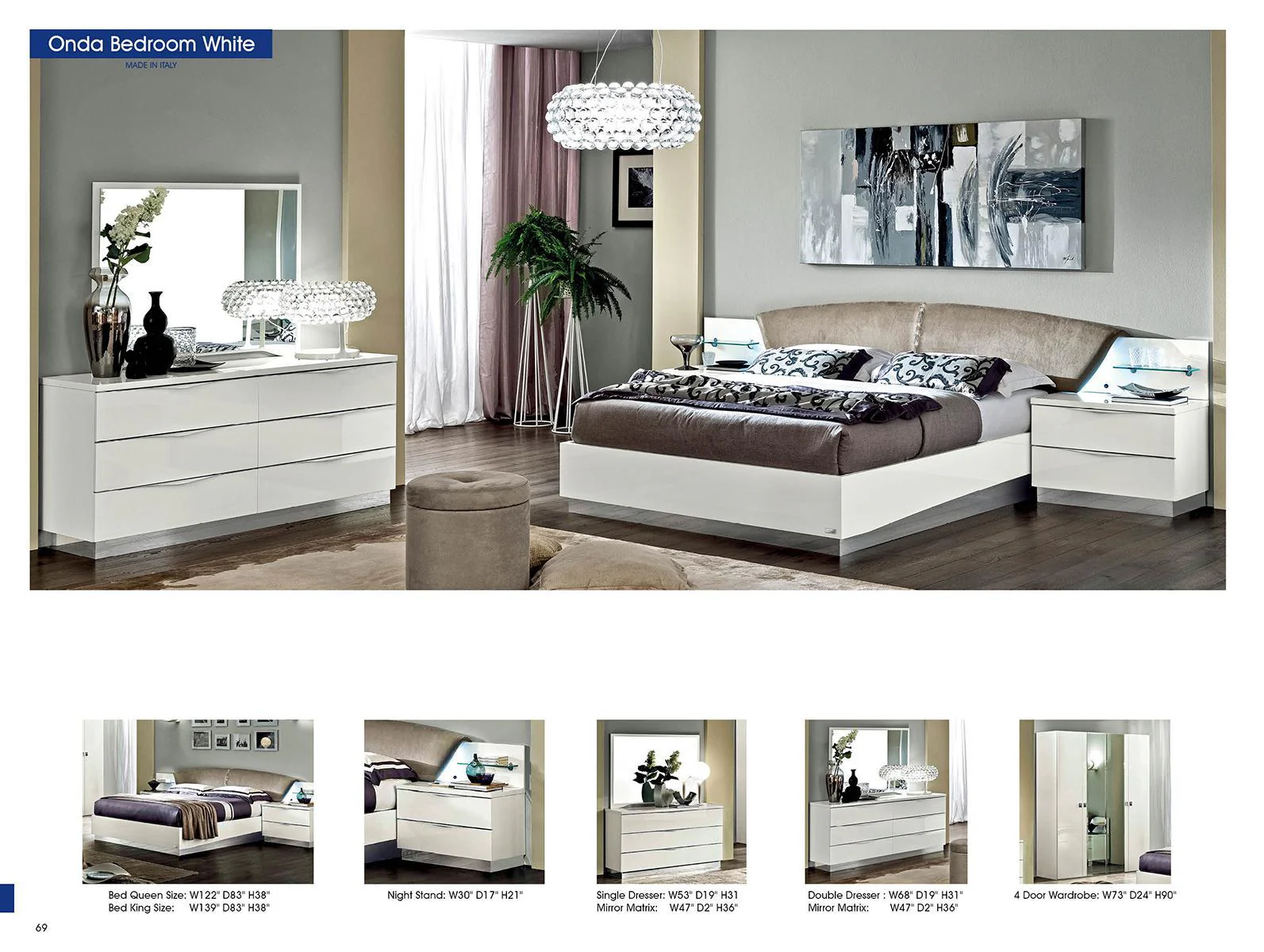 ESF Furniture Onda 4 Door Wardrobe in White - Image 3