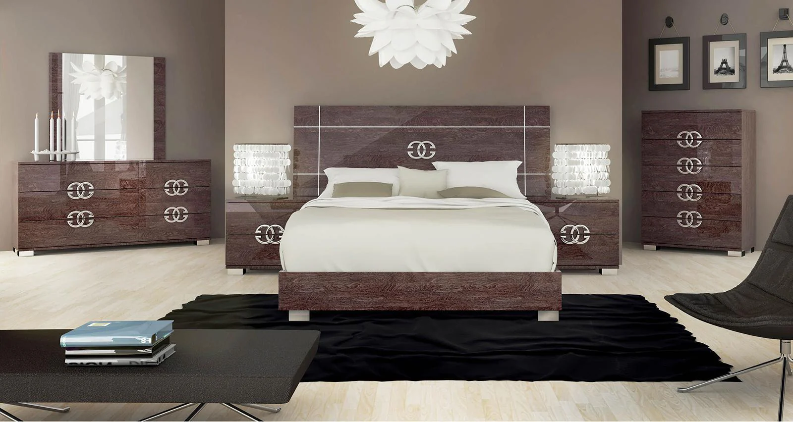 ESF Furniture Prestige Classic King Sleigh Bed in Cognac Birch - Image 3