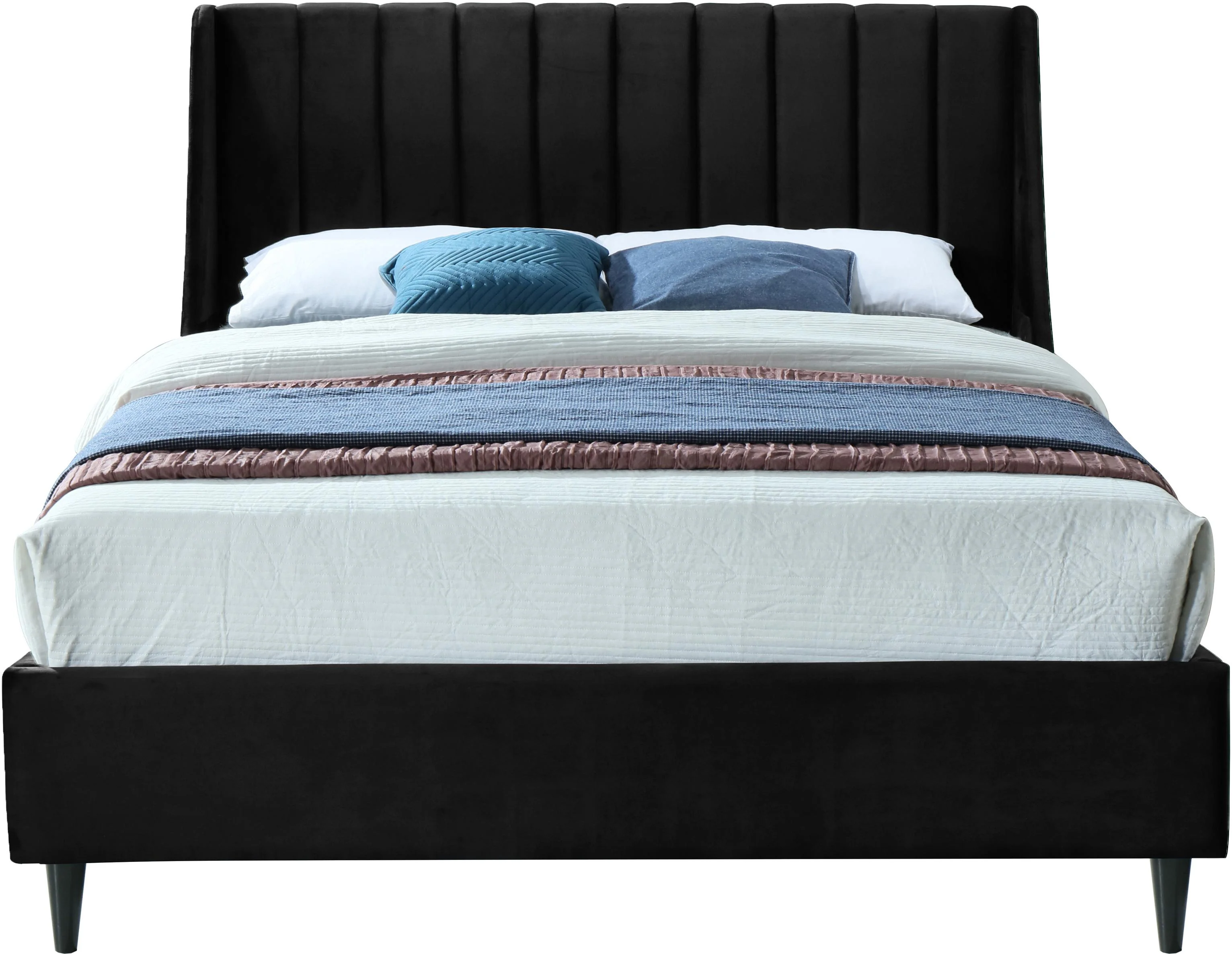 Eva Black Velvet Full Bed - Image 3