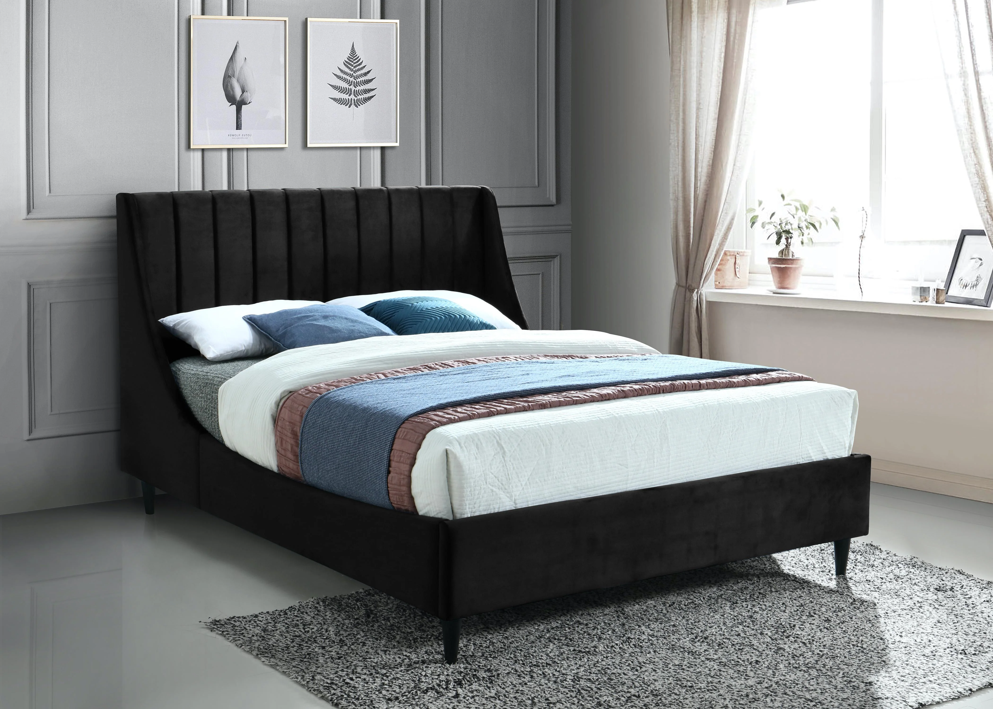Eva Black Velvet King Bed - Image 2