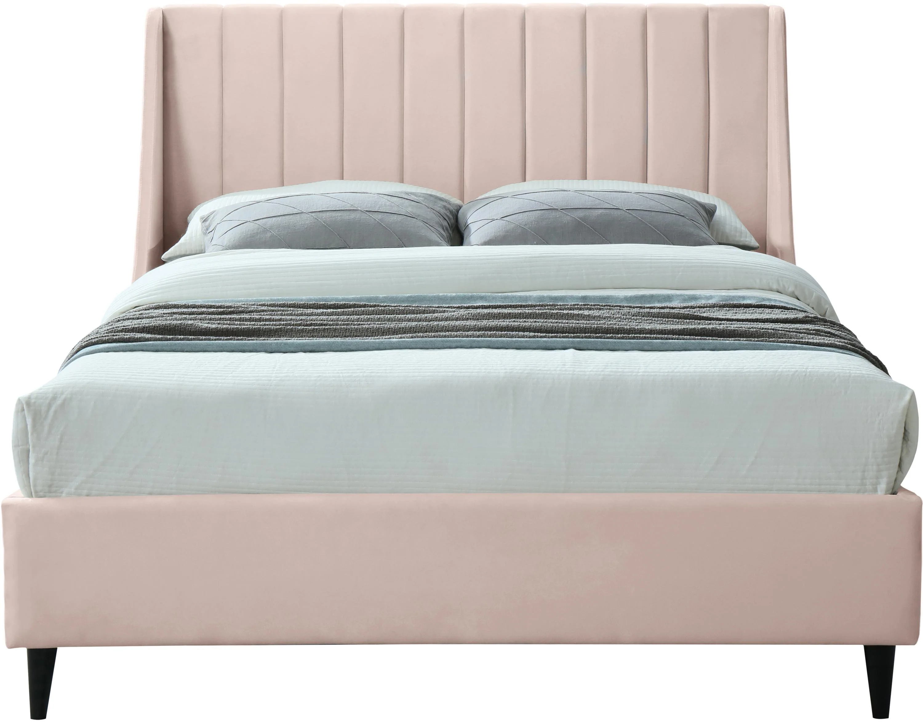 Eva Pink Velvet King Bed - Image 3