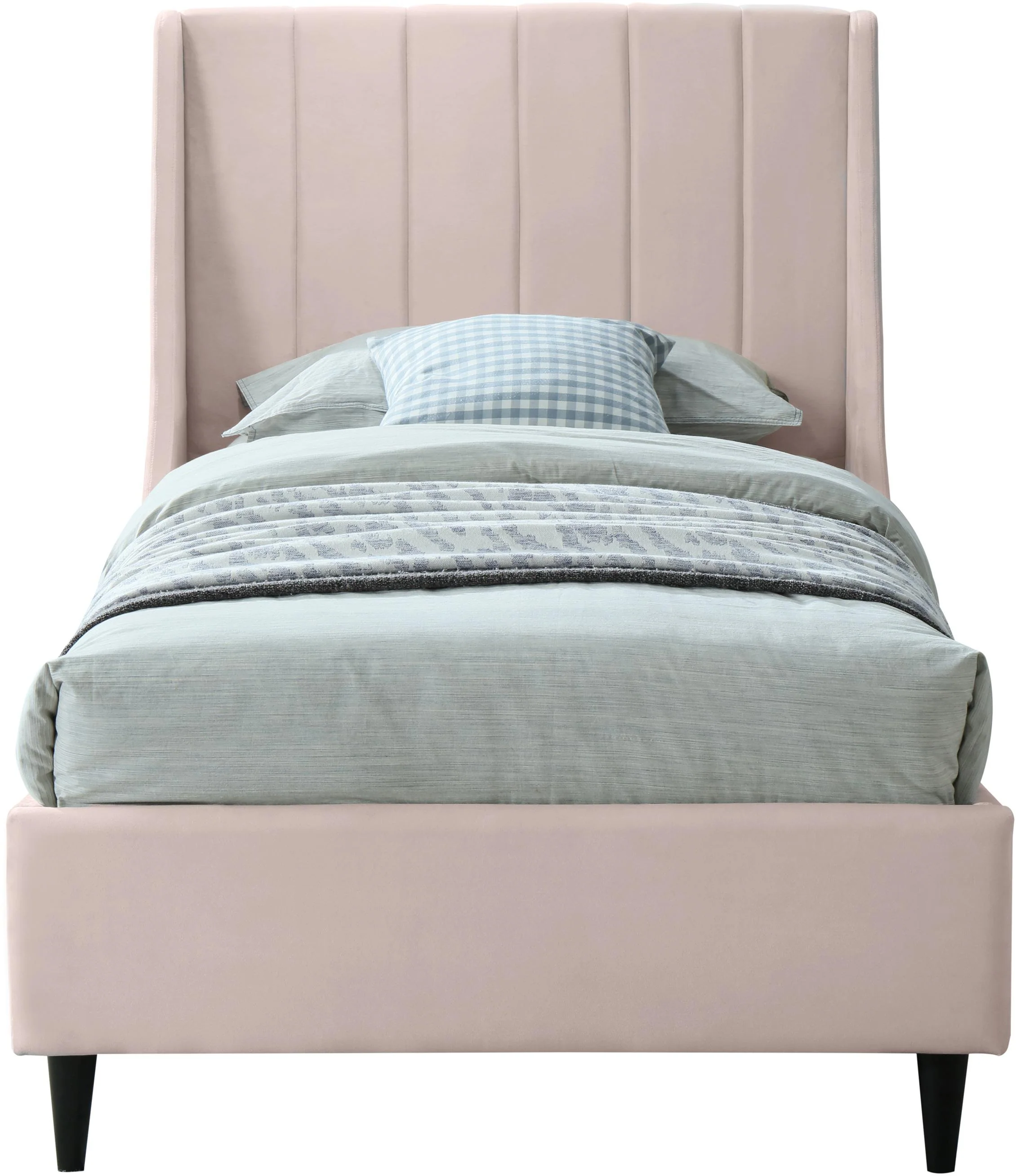 Eva Pink Velvet Twin Bed - Image 3