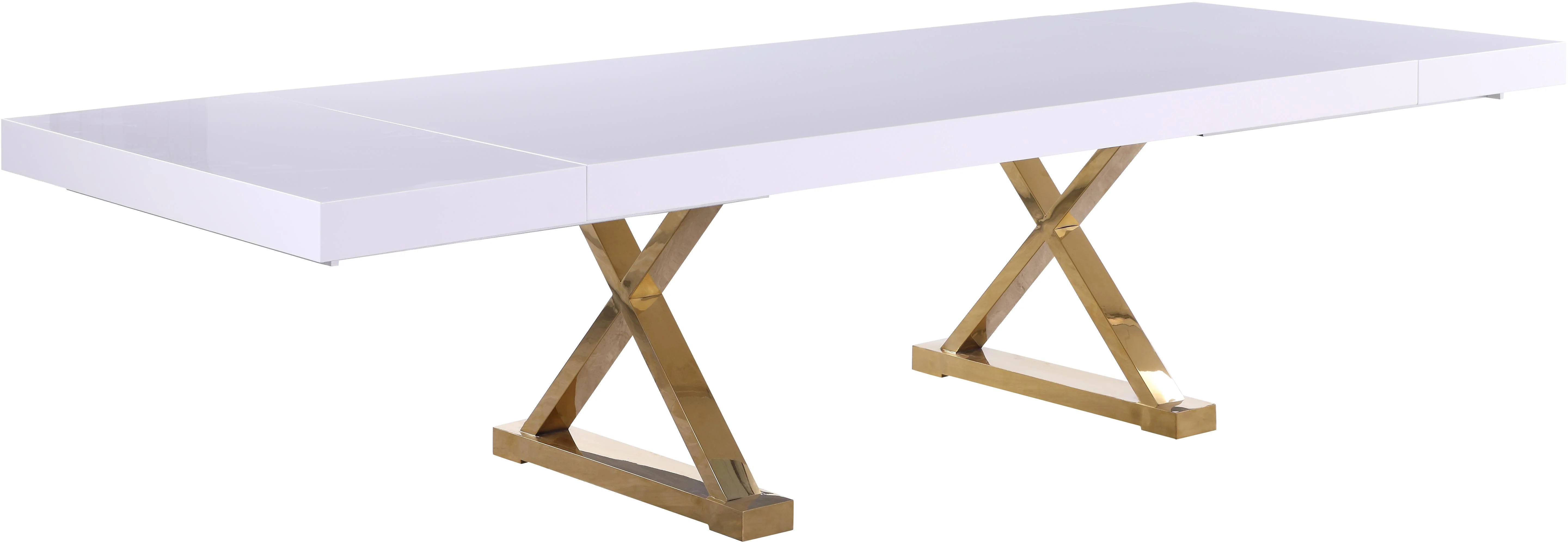Excel White Lacquer Extendable Dining Table (3 Boxes)