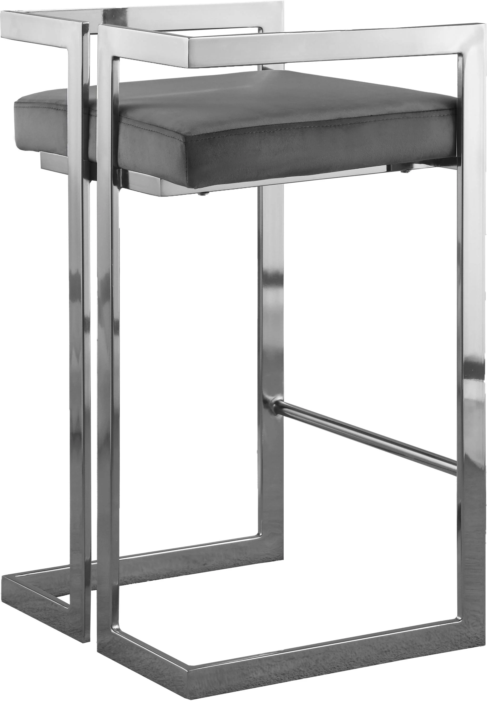 Ezra Grey Velvet Stool - Image 2