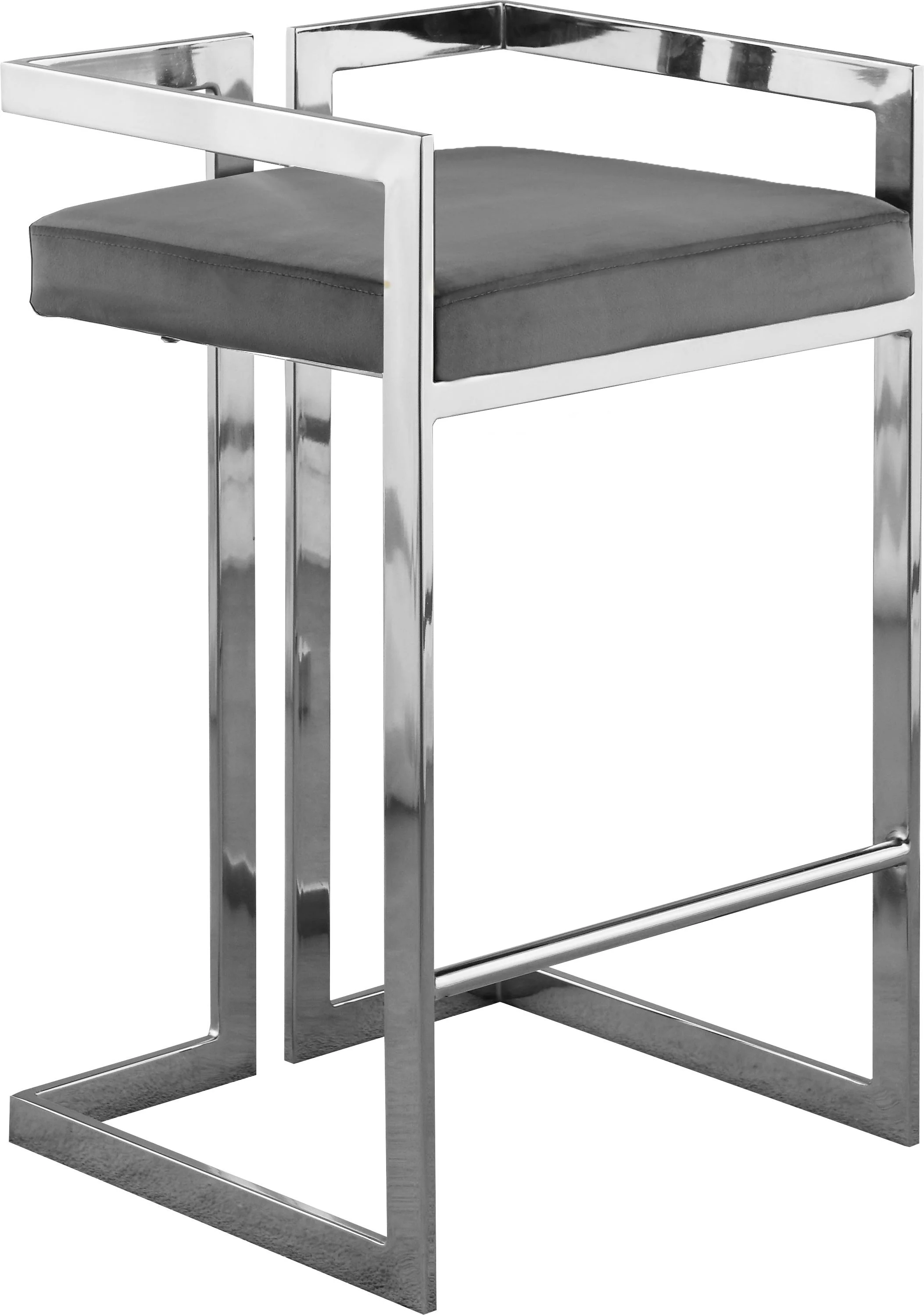 Ezra Grey Velvet Stool - Image 4