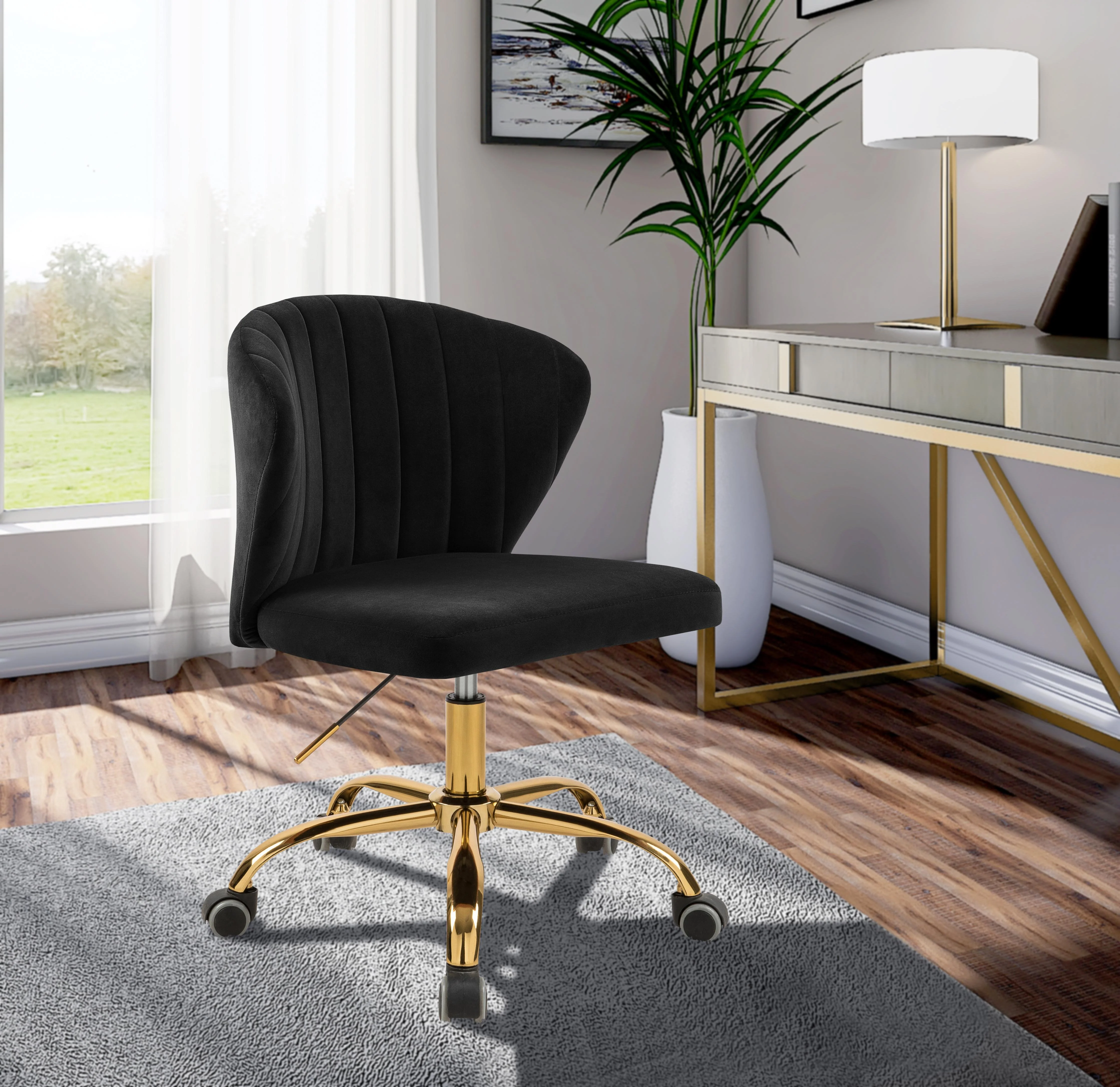 Finley Black Velvet Office Chair - Image 2