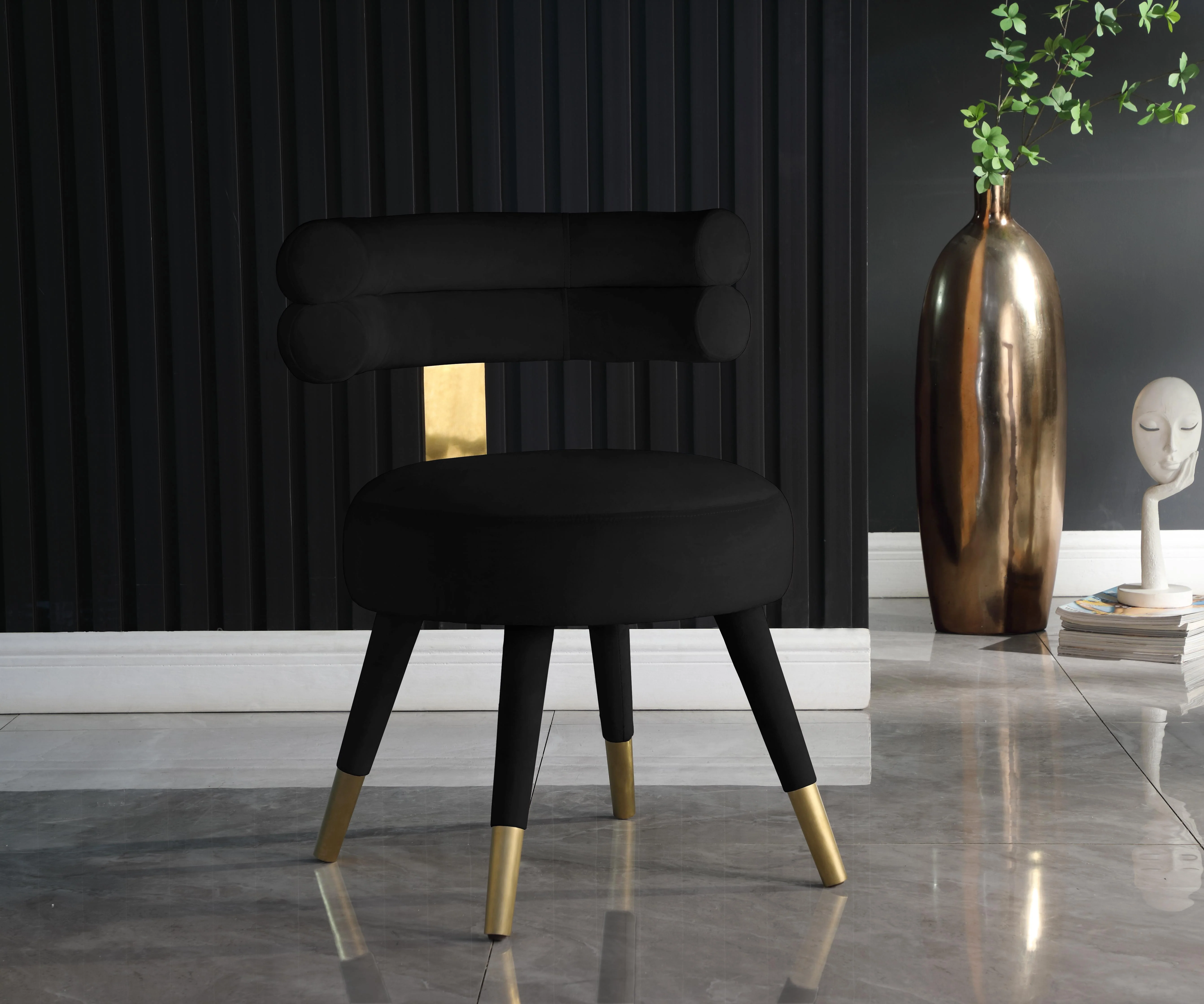 Fitzroy Black Velvet Dining Chair - Image 7