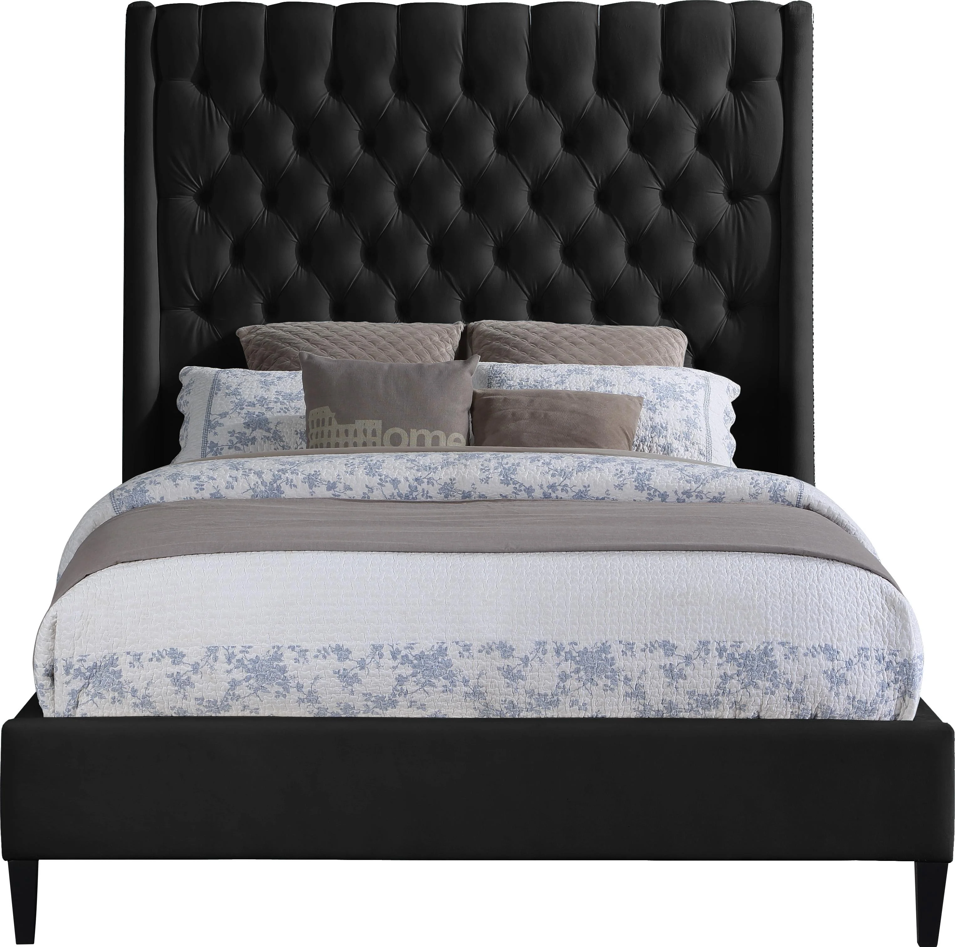 Fritz Black Velvet Full Bed - Image 3