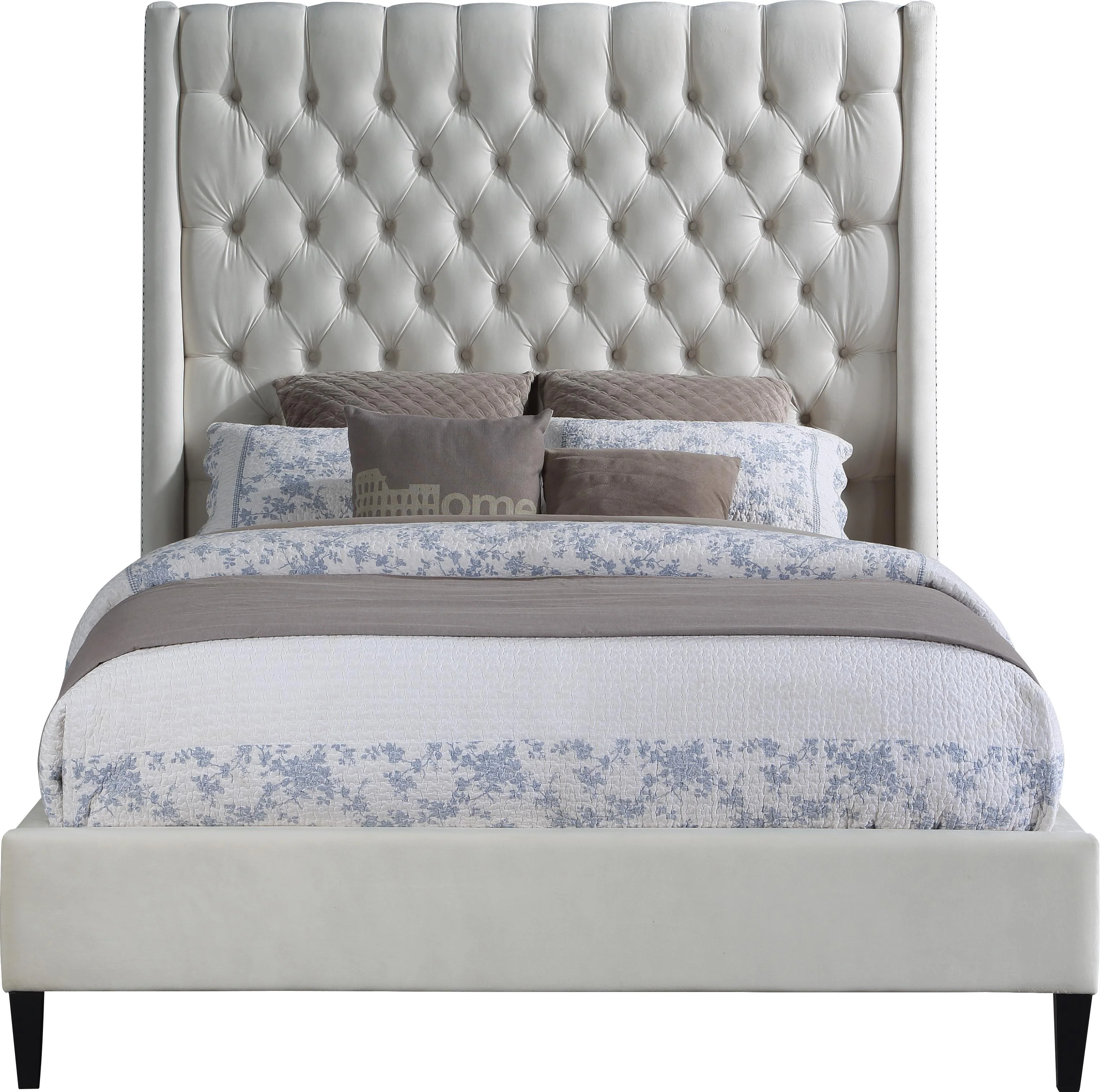 Fritz Cream Velvet Queen Bed - Image 3
