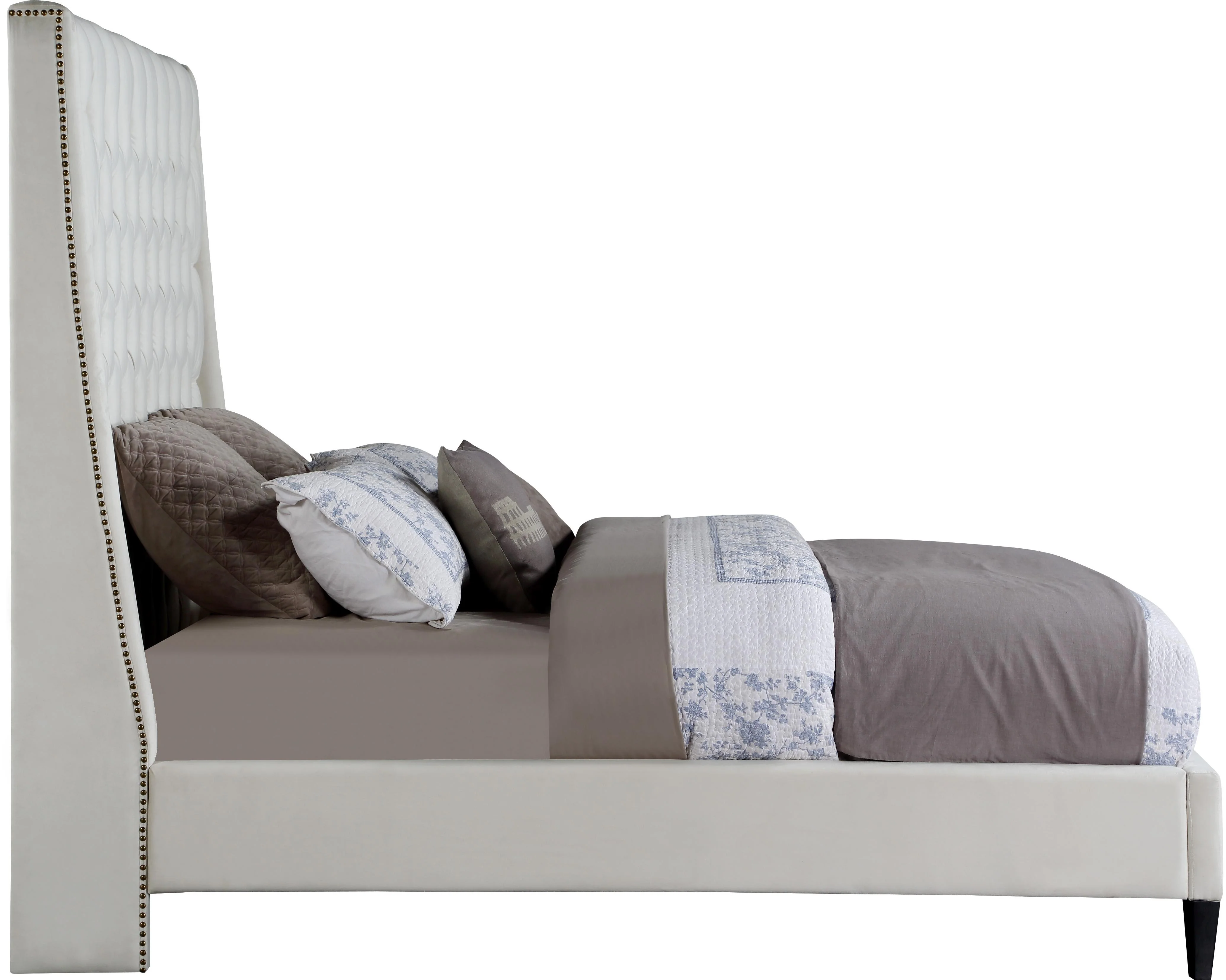 Fritz Cream Velvet Queen Bed - Image 4
