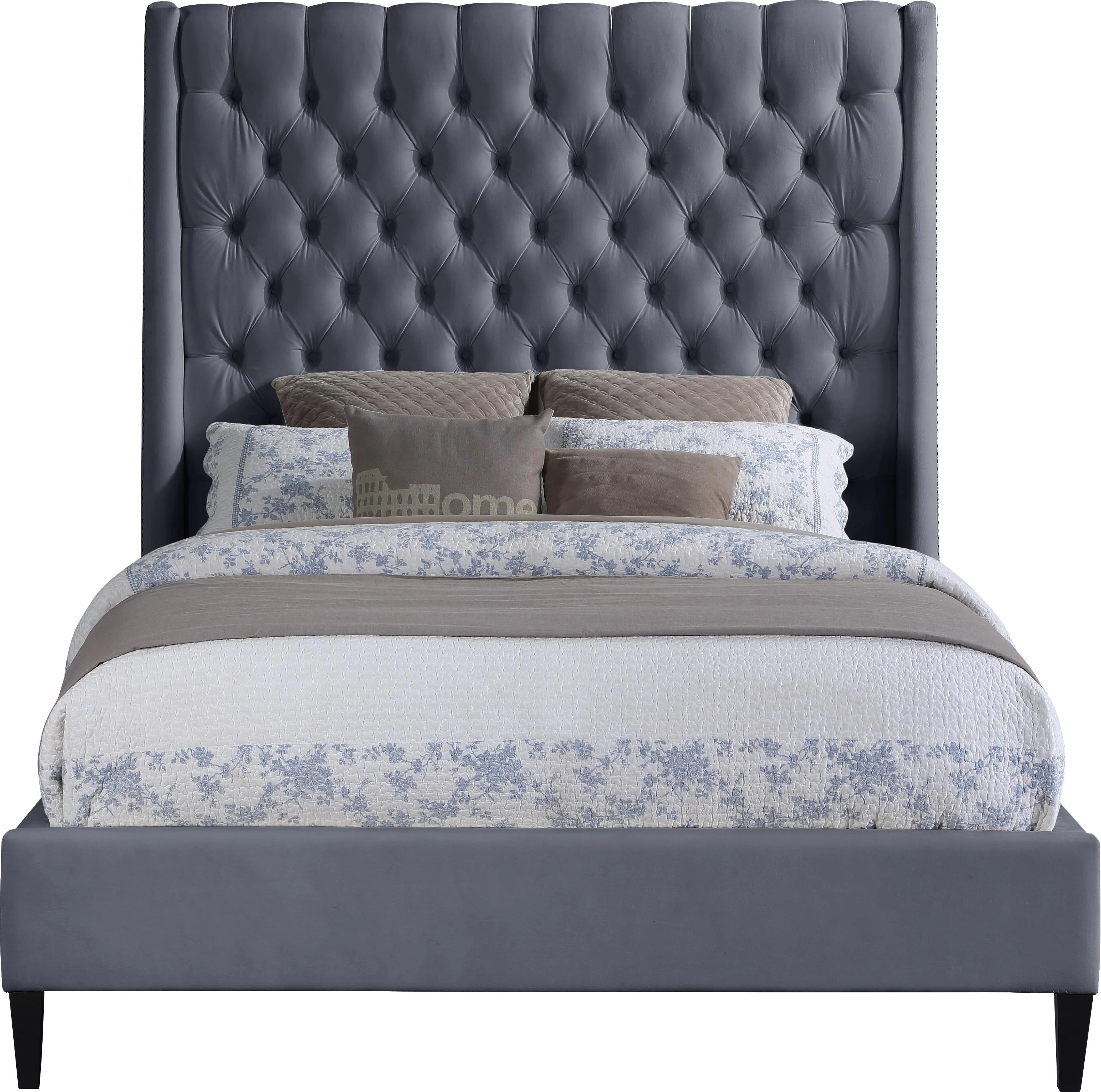 Fritz Grey Velvet Full Bed - Image 3
