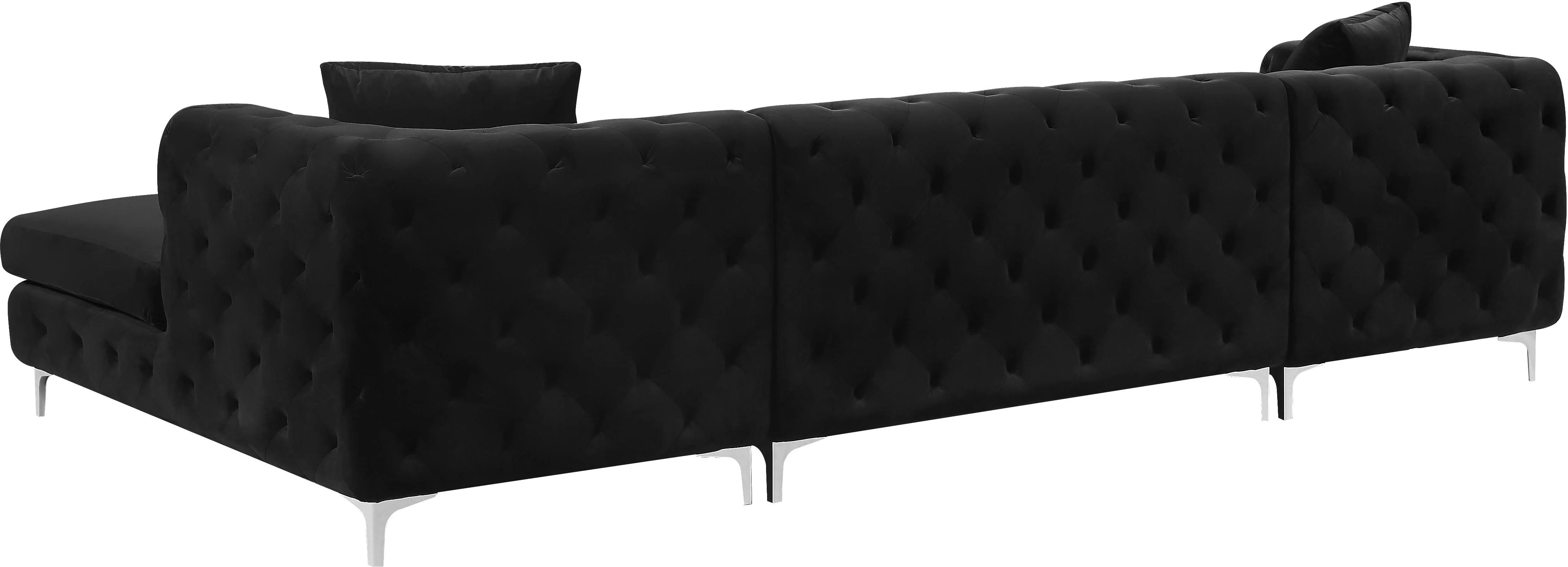 Gail Black Velvet 3pc. Sectional - Image 3