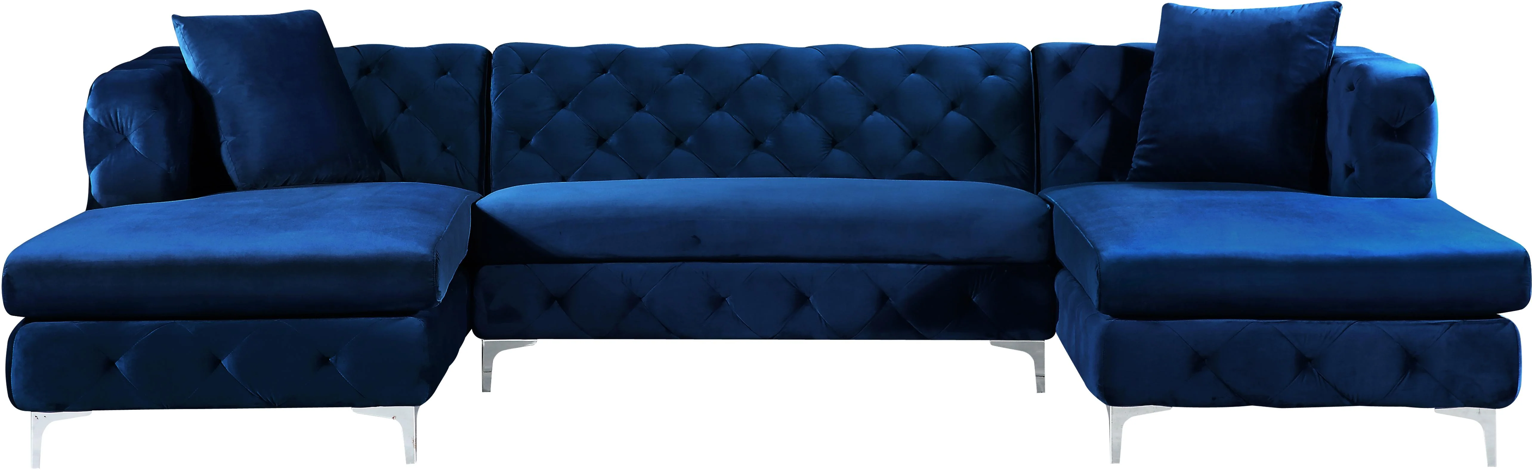 Gail Navy Velvet 3pc. Sectional - Image 4