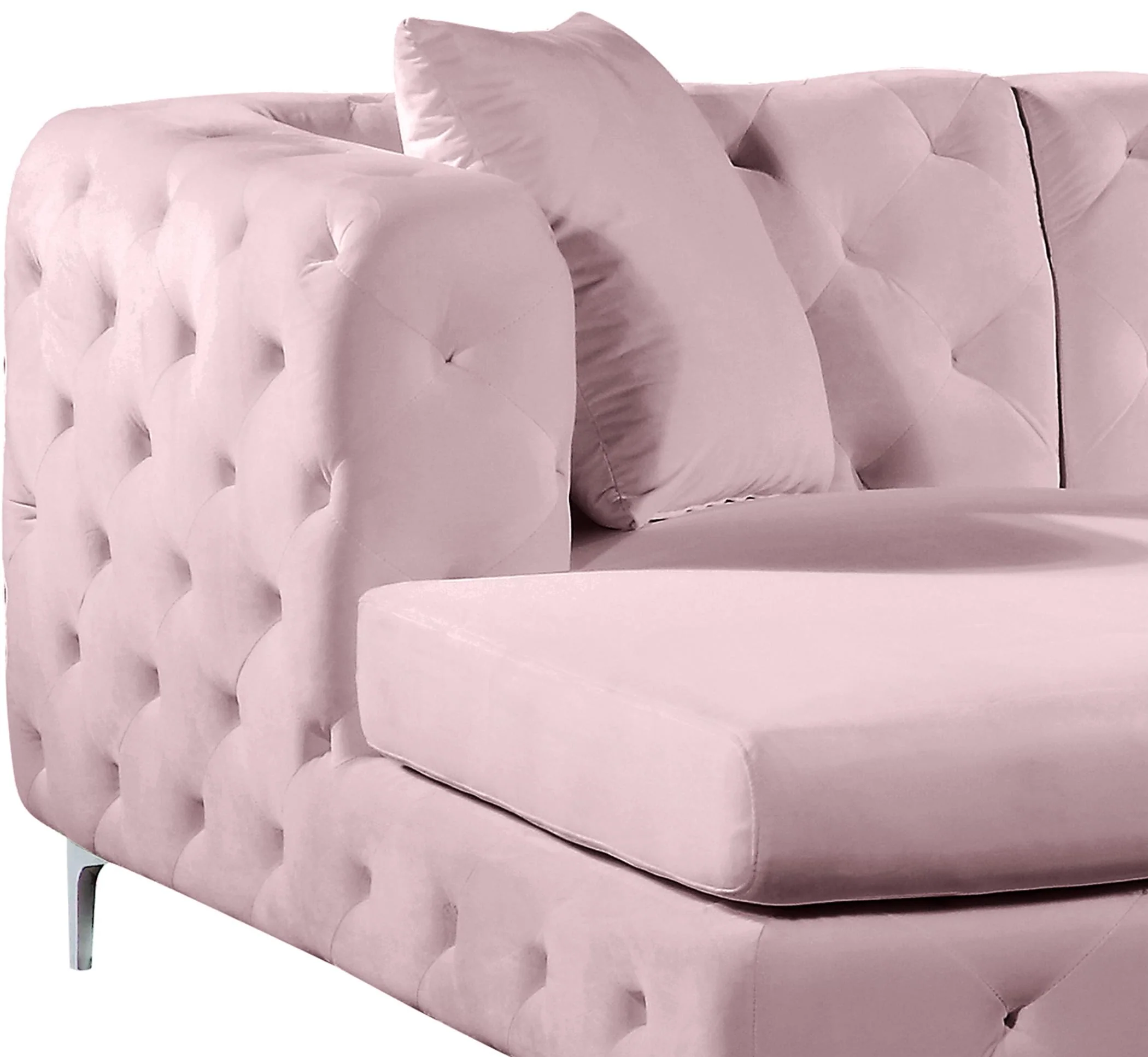 Gail Pink Velvet 3pc. Sectional - Image 5