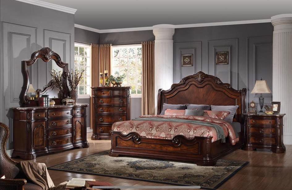 Galaxy Home Bombay Queen Panel Bed in Warm Cherry GHF-808857782403 - Image 2