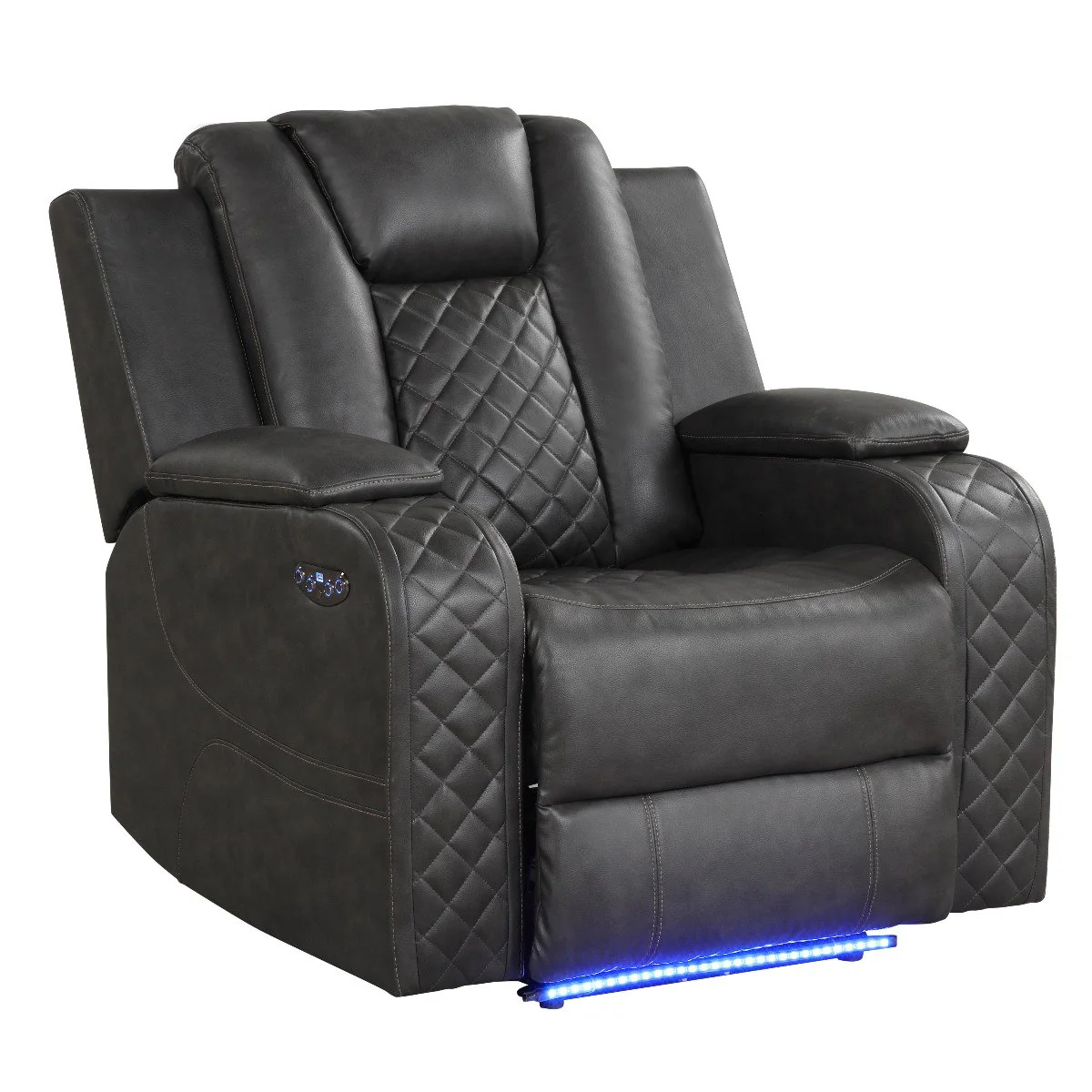 Galaxy Home Benz LED & Power Recliner Chair in Gray - Image 2