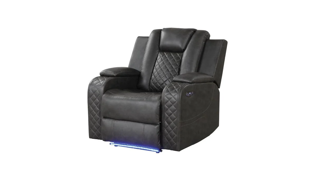 Galaxy Home Benz LED & Power Recliner Chair in Gray - Image 3