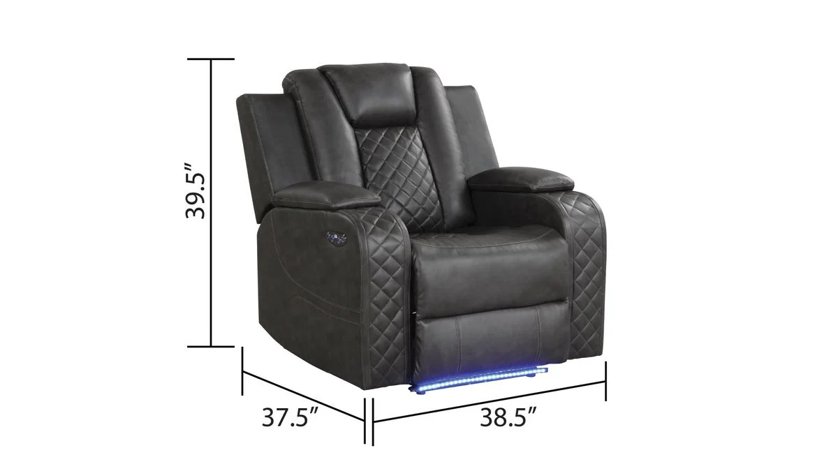 Galaxy Home Benz LED & Power Recliner Chair in Gray - Image 4