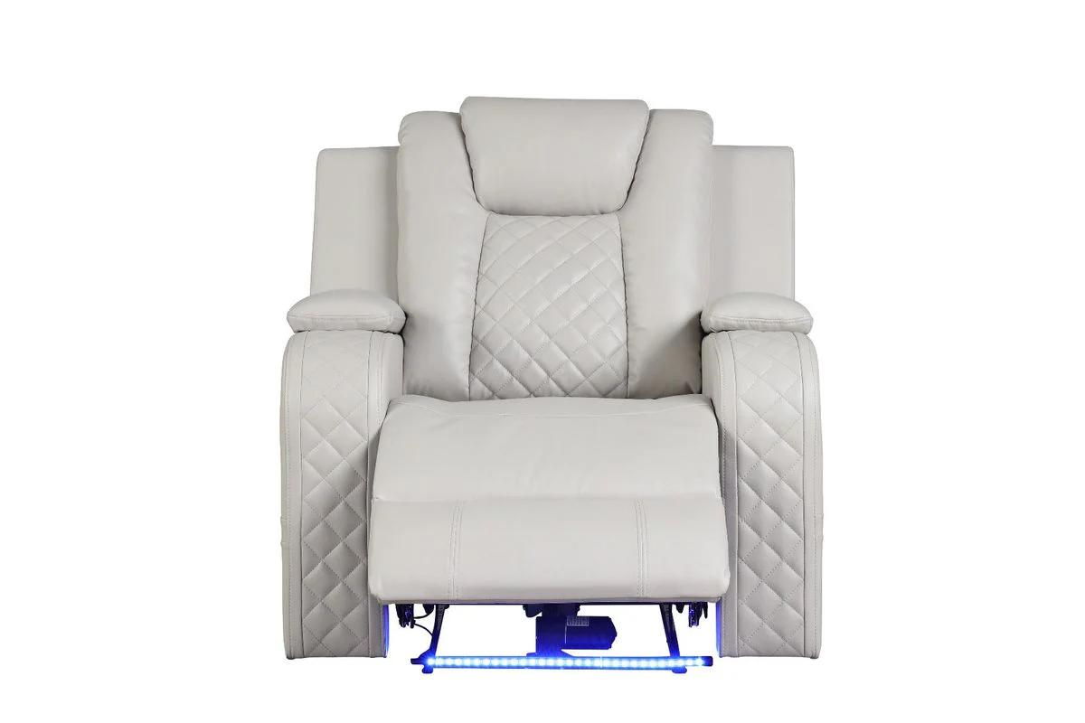 Galaxy Home Benz LED & Power Recliner Chair in Ice/ White - Image 4