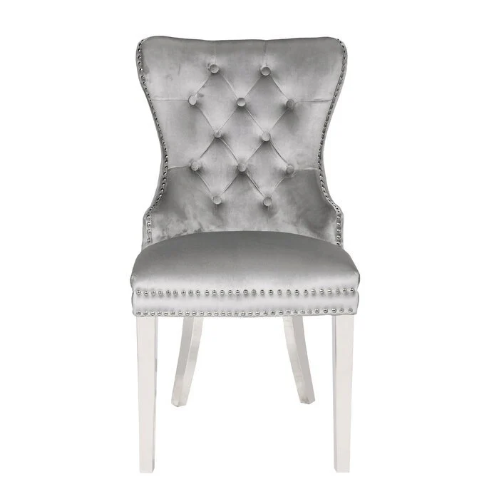 Galaxy Home Erica Stainless Steel Legs Dining Chair (Set of 2) in Light Grey - Image 2