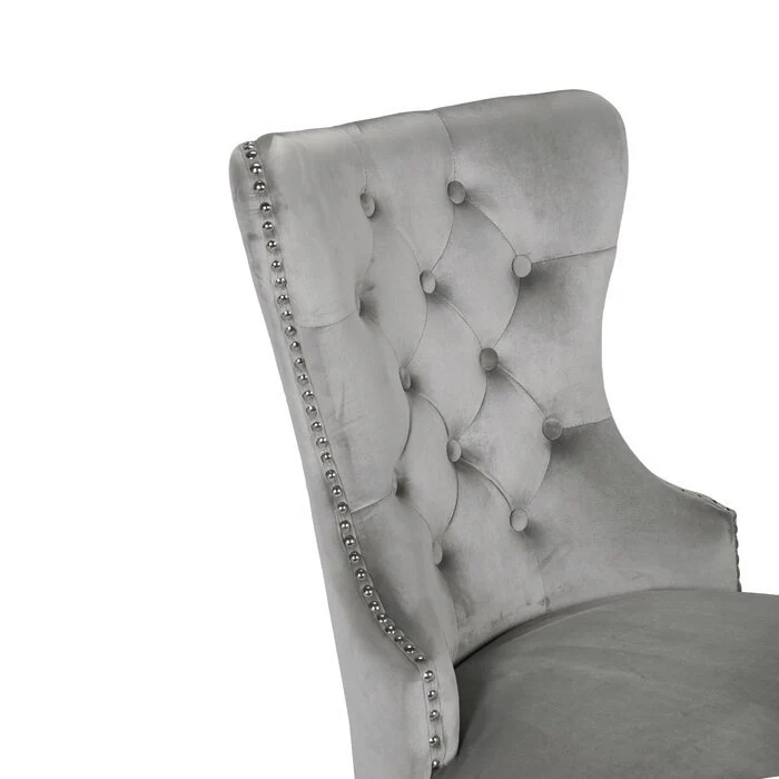 Galaxy Home Erica Stainless Steel Legs Dining Chair (Set of 2) in Light Grey - Image 5