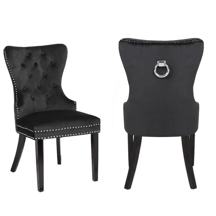 Galaxy Home Erica Wood Legs Dining Chair (Set of 2) in Black