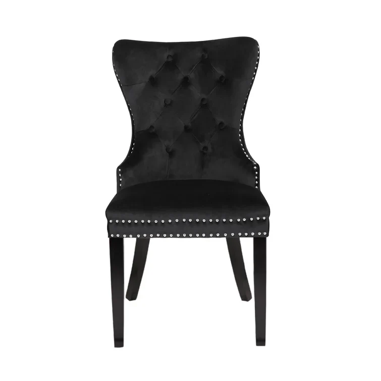 Galaxy Home Erica Wood Legs Dining Chair (Set of 2) in Black - Image 2