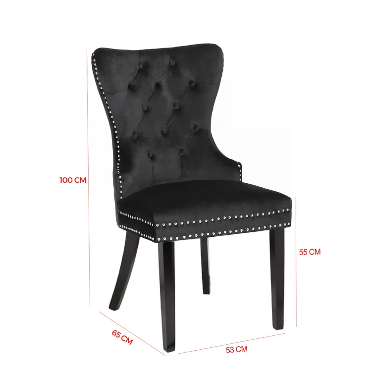 Galaxy Home Erica Wood Legs Dining Chair (Set of 2) in Black - Image 3