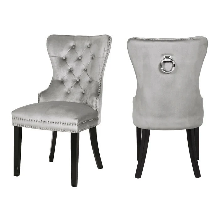 Galaxy Home Erica Wood Legs Dining Chair (Set of 2) in Light Grey