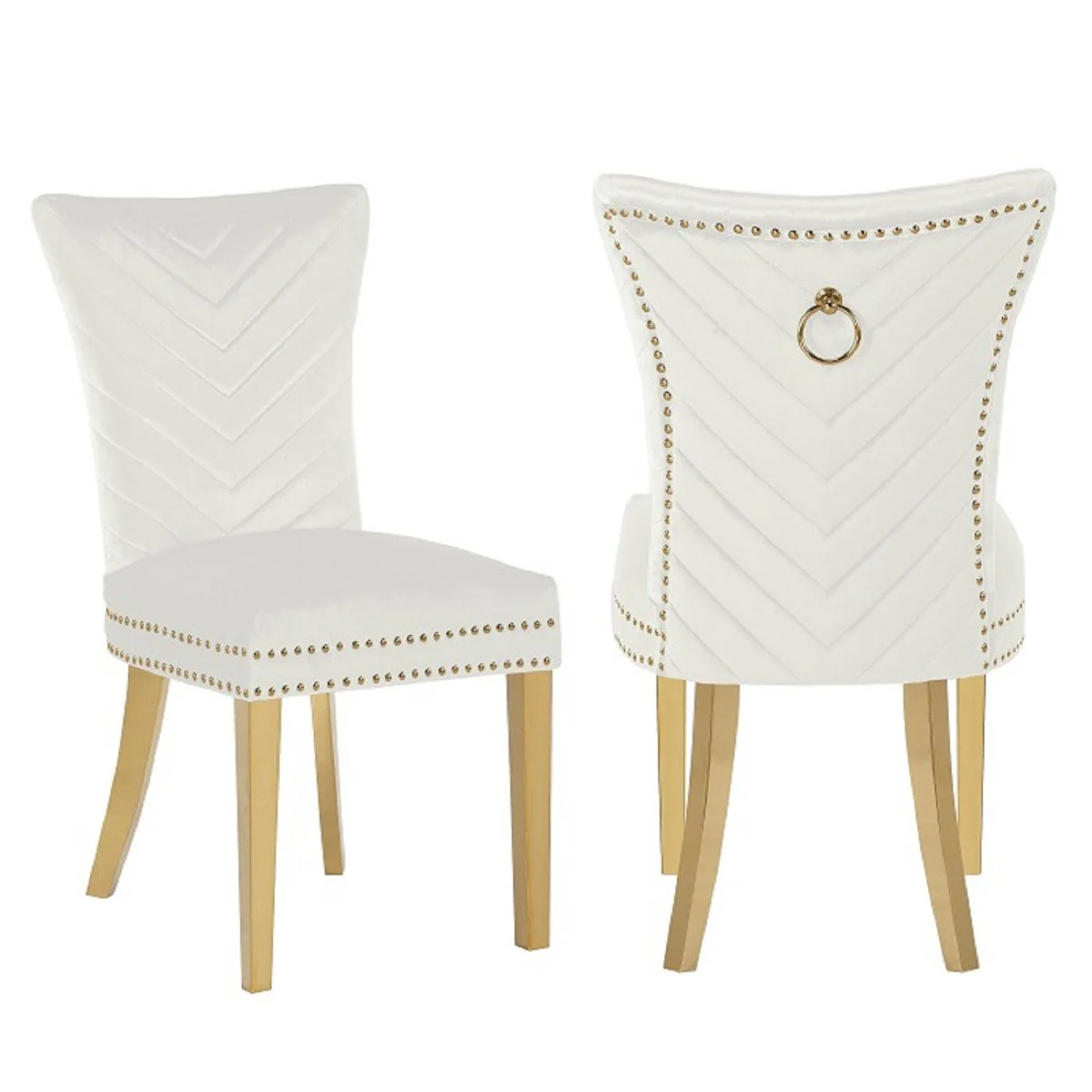 Galaxy Home Eva Gold Legs Dining Chair (Set of 2) in Beige
